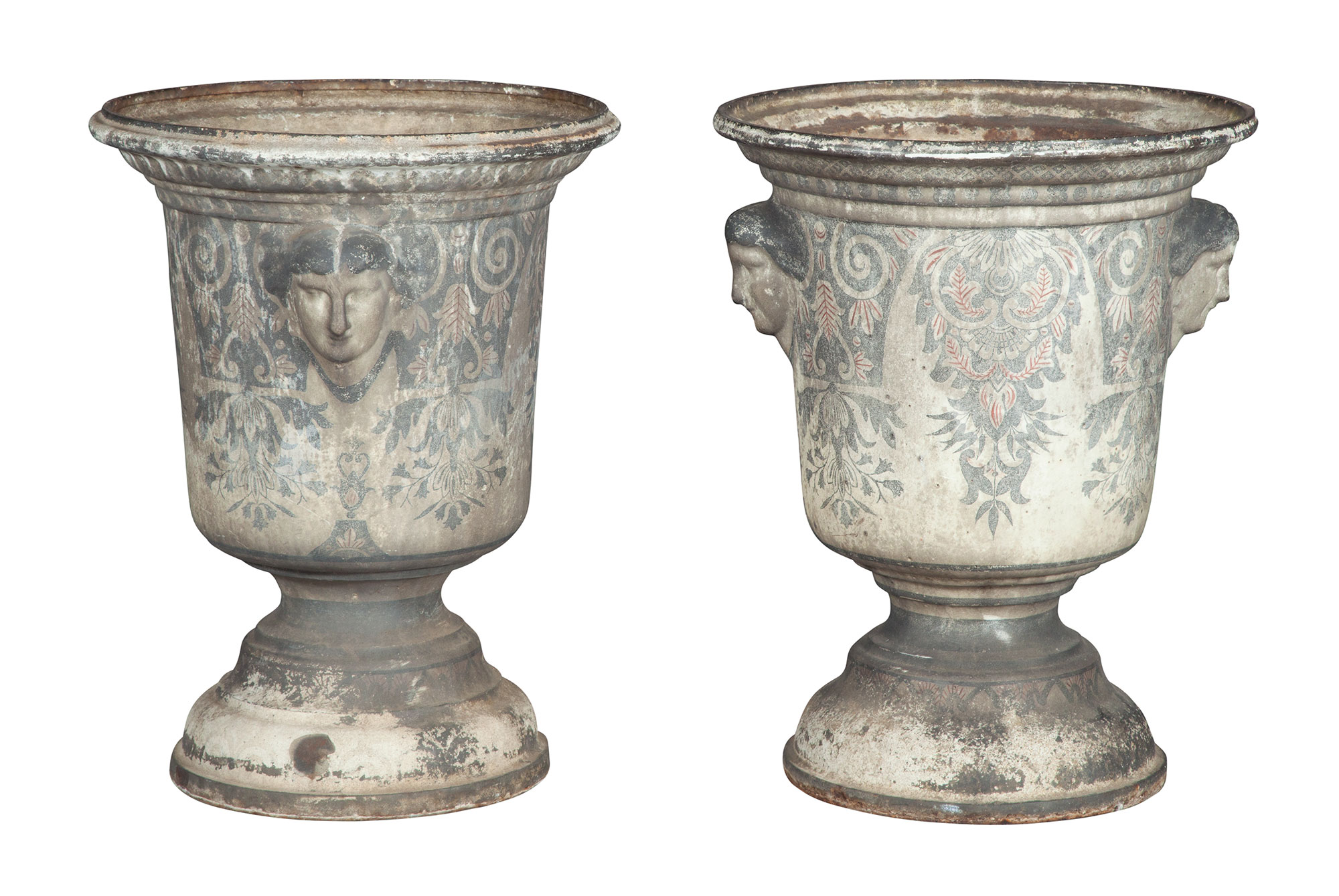 Lot image - Pair of French Cast-Iron and Enamel Jardinières