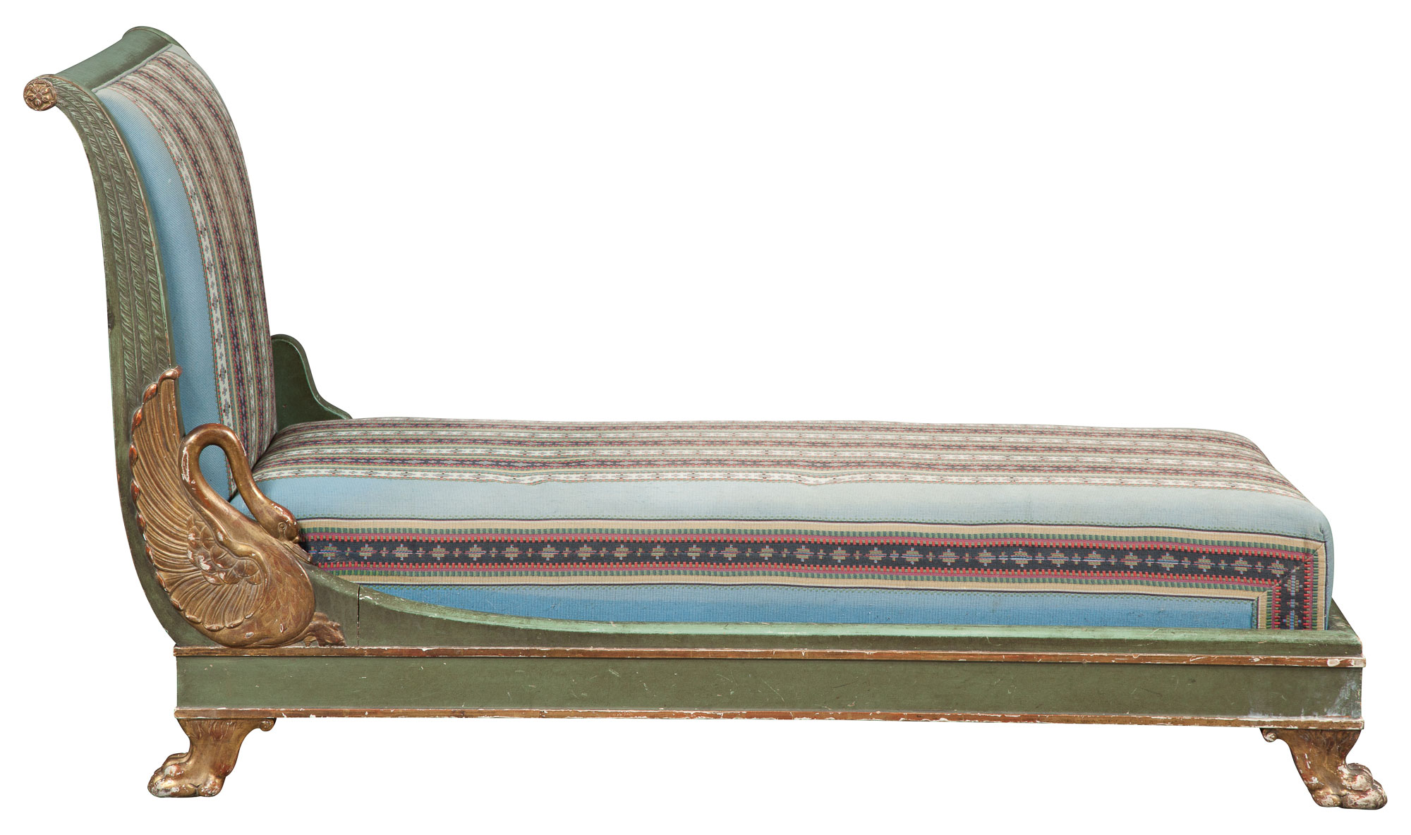 Lot image - Empire Style Painted and Parcel-Gilt Chaise Longue