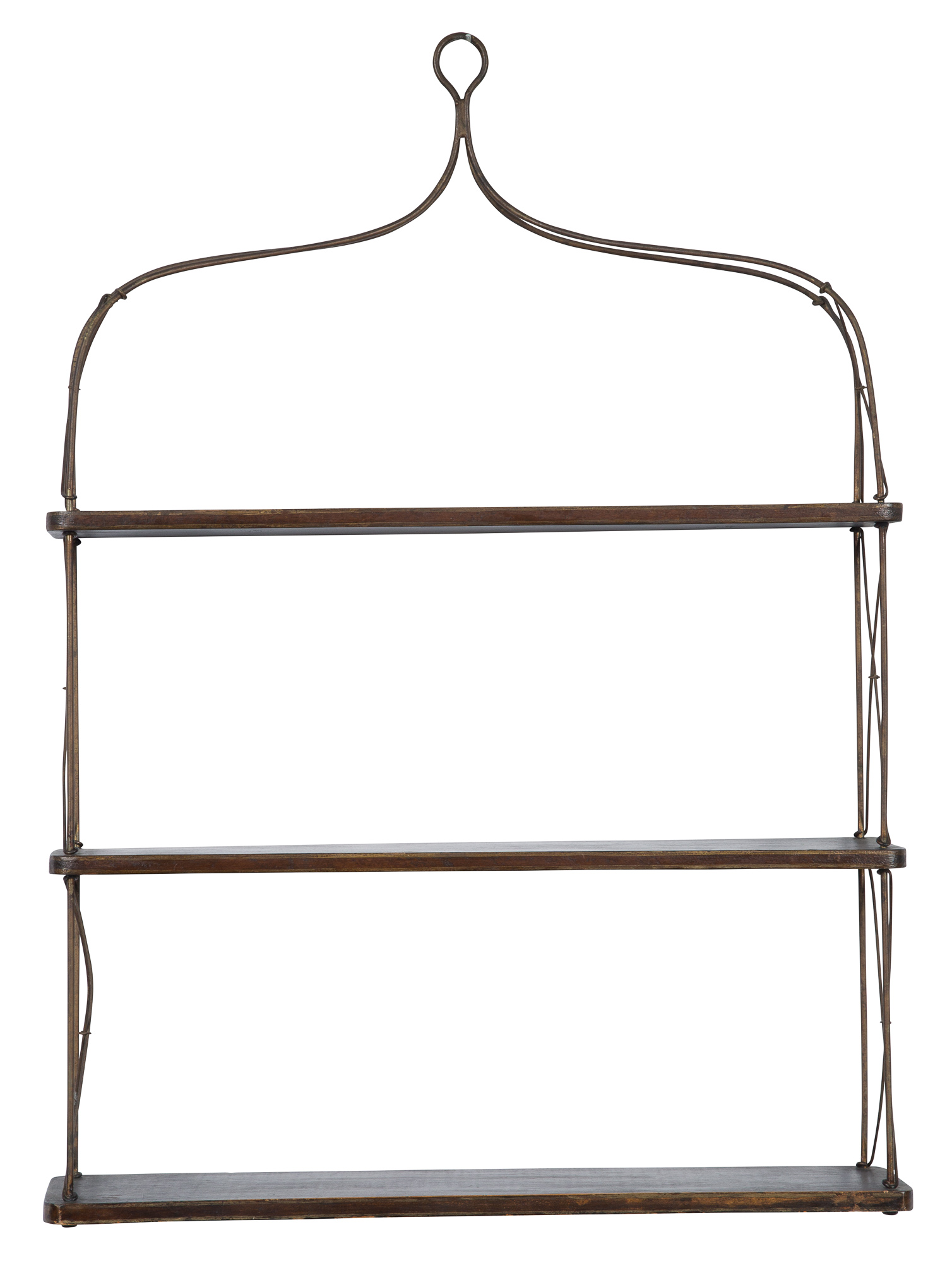 Lot image - Regency Faux Rosewood and Gilt Wire-Form Three Tier Hanging Shelf