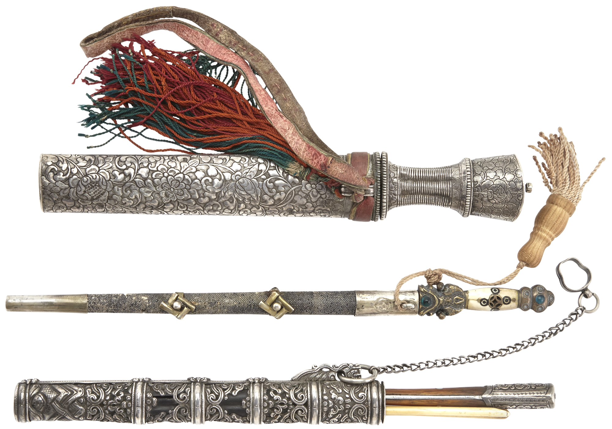 Lot image - A Fine Tibetan Silver Knife