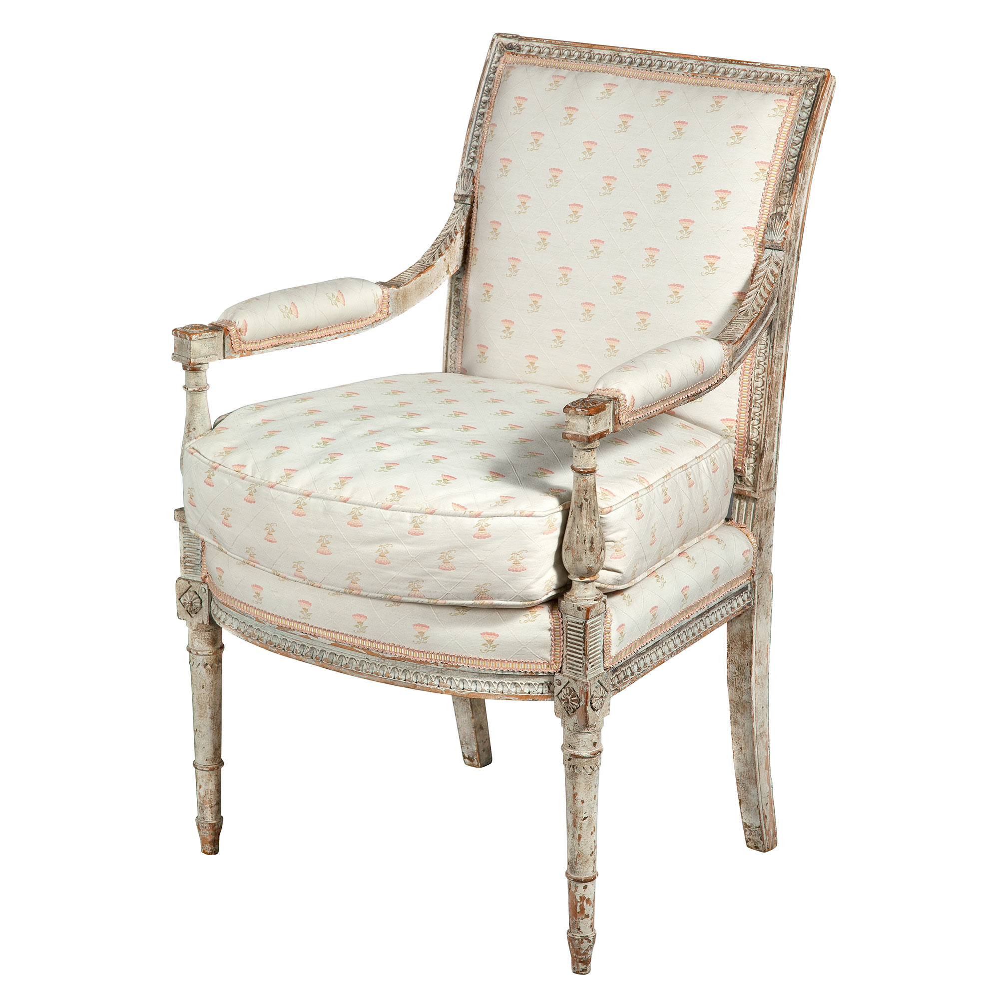 Lot image - Directoire White-Painted Armchair (Fauteuil à la Reine)     By Jacob Frères Rue Meslée