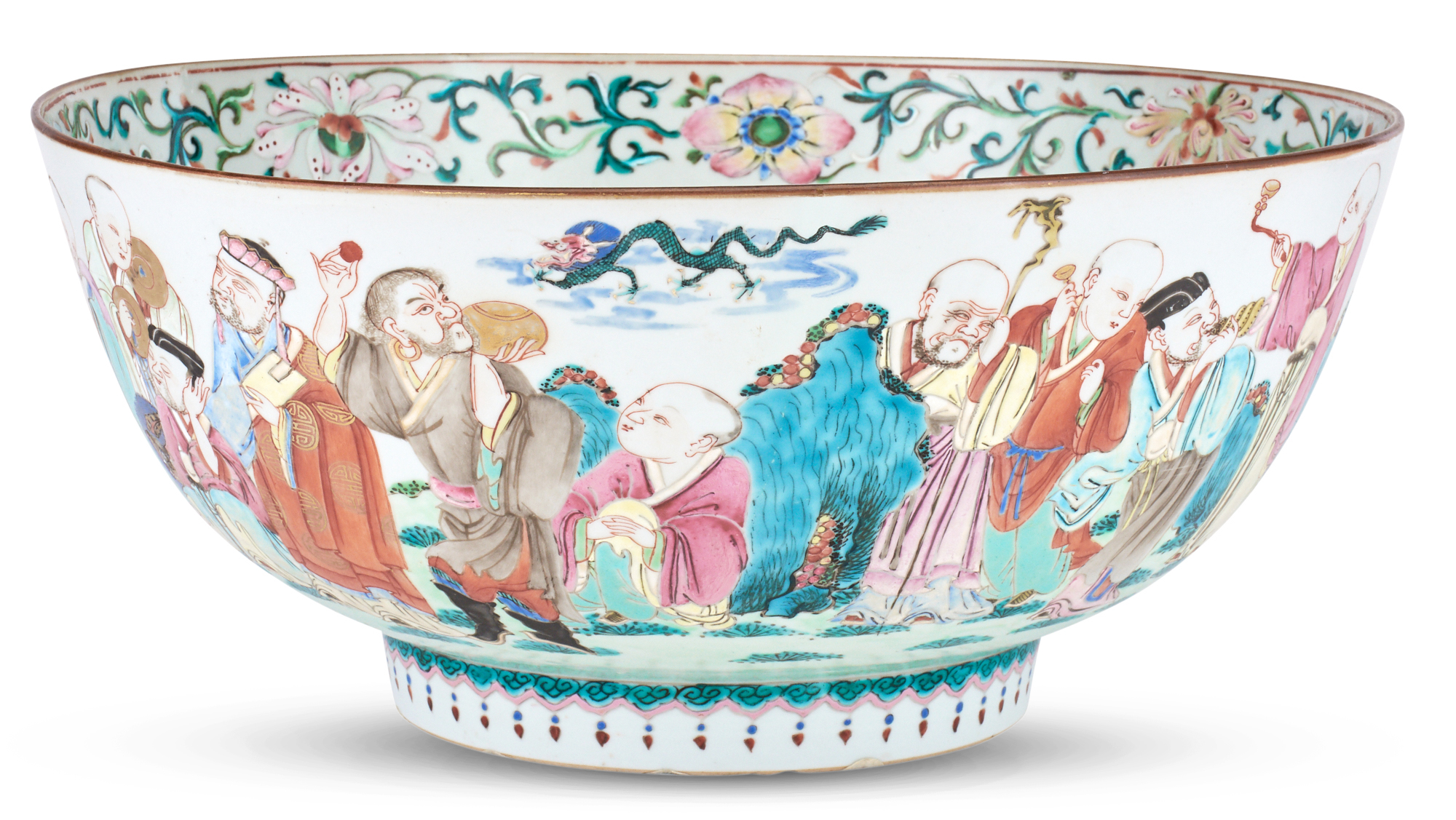 Lot image - A Chinese Export Enameled Porcelain Punch Bowl