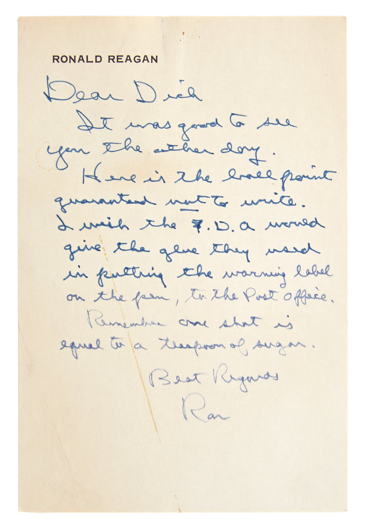 Lot image - REAGAN, RONALD  Group of signed items.