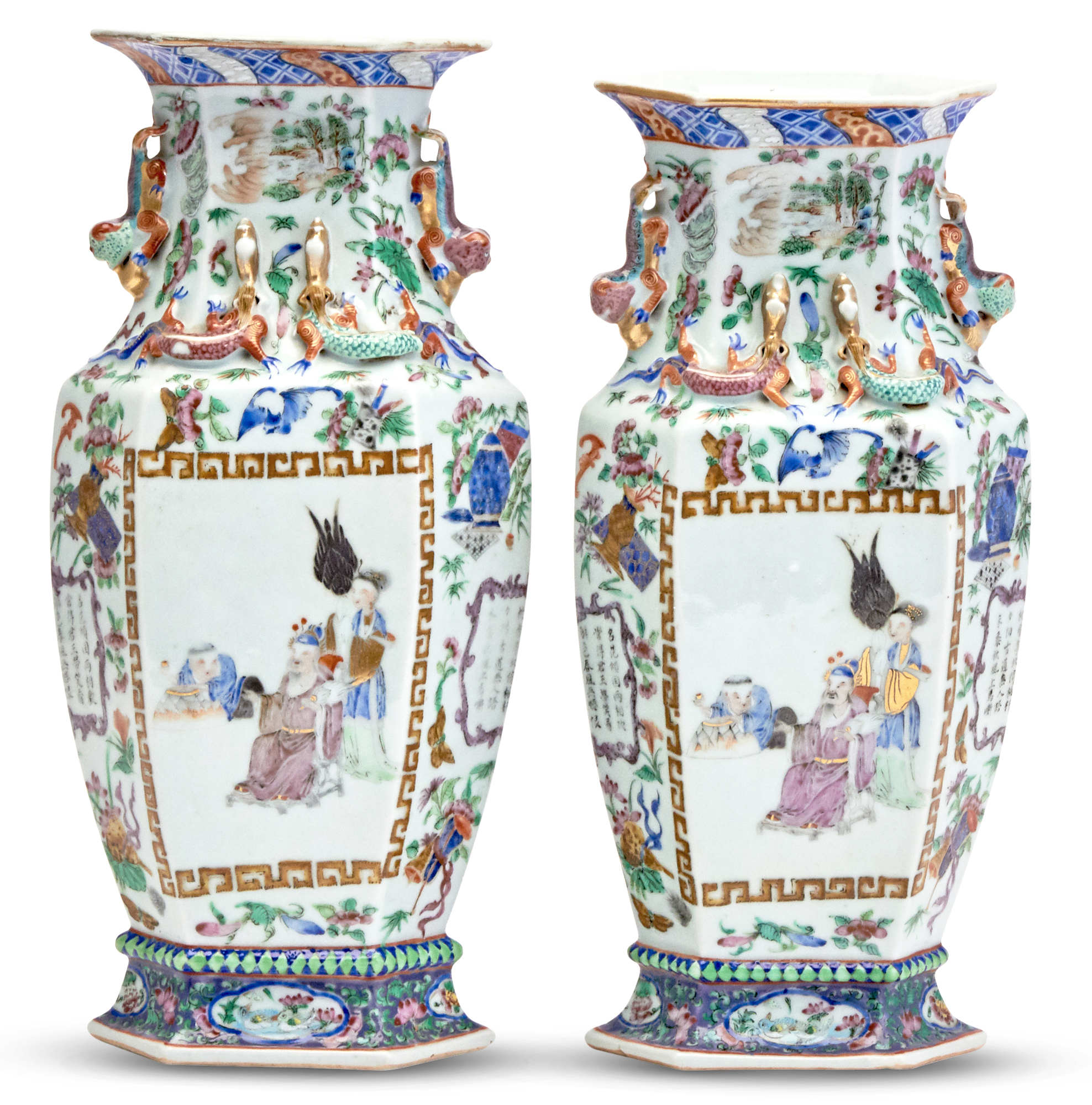 Lot image - A Pair of Chinese Enameled Porcelain Vases