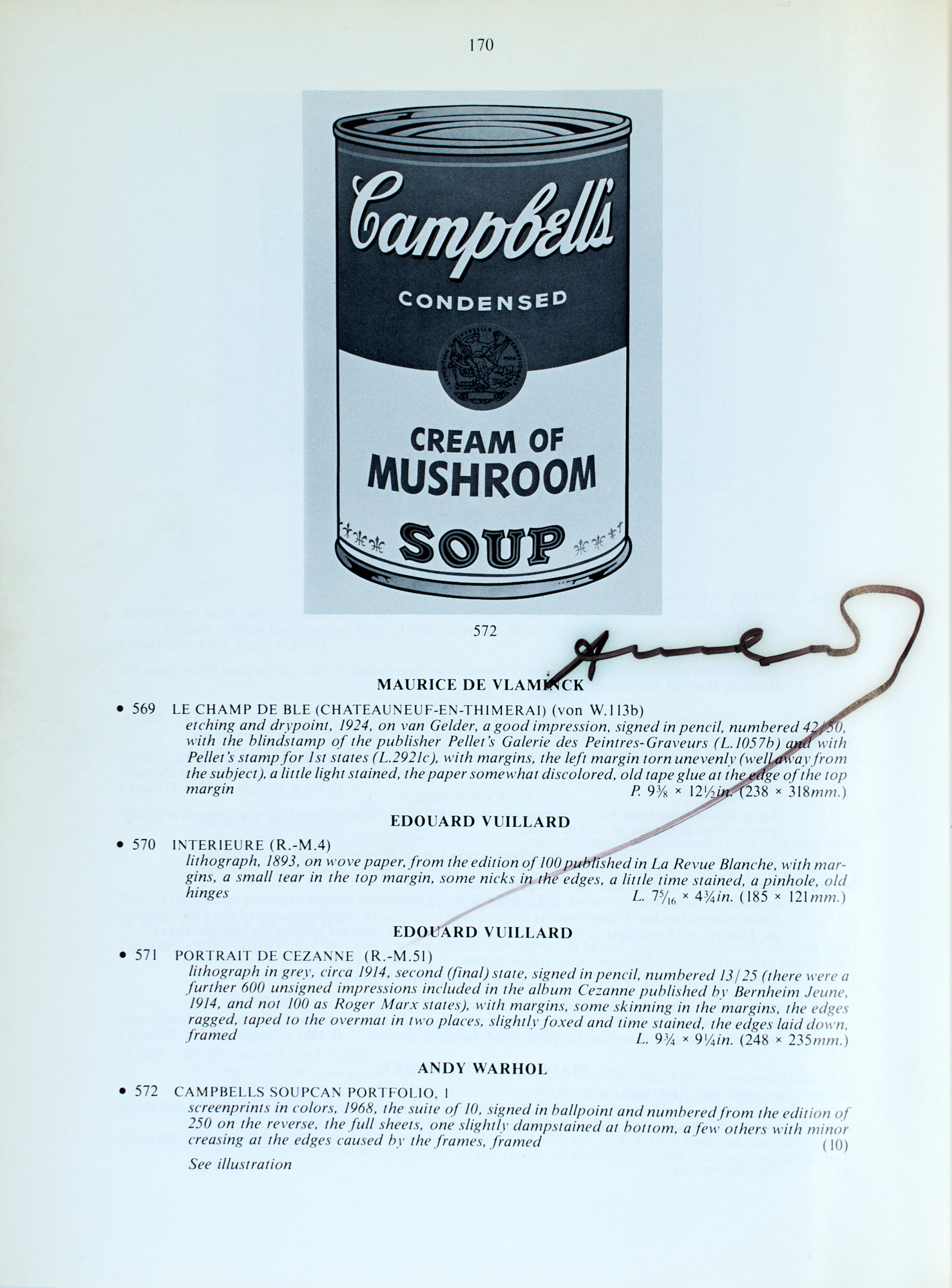 Lot image - Andy Warhol  Twice Signed Auction Catalogue.