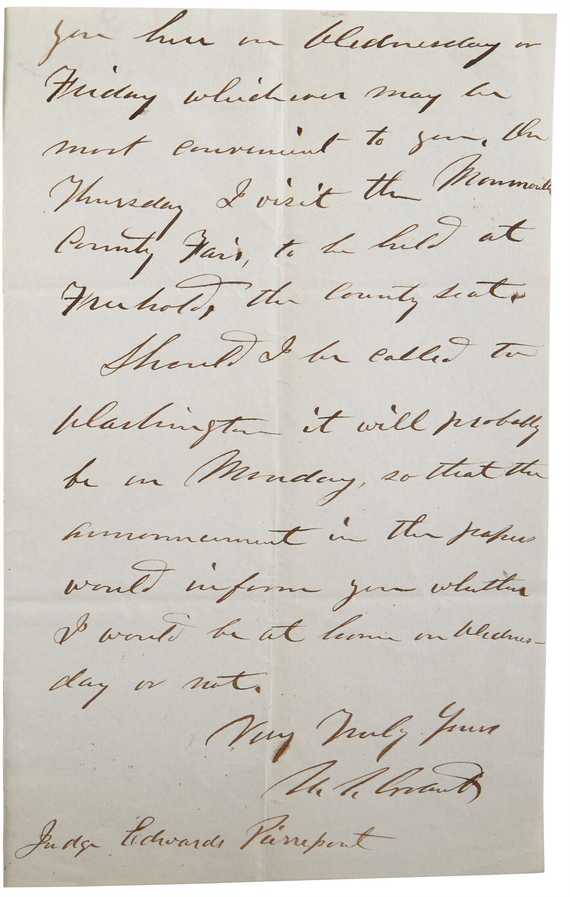 Lot image - GRANT, ULYSSES S.  Autograph letter signed as President.