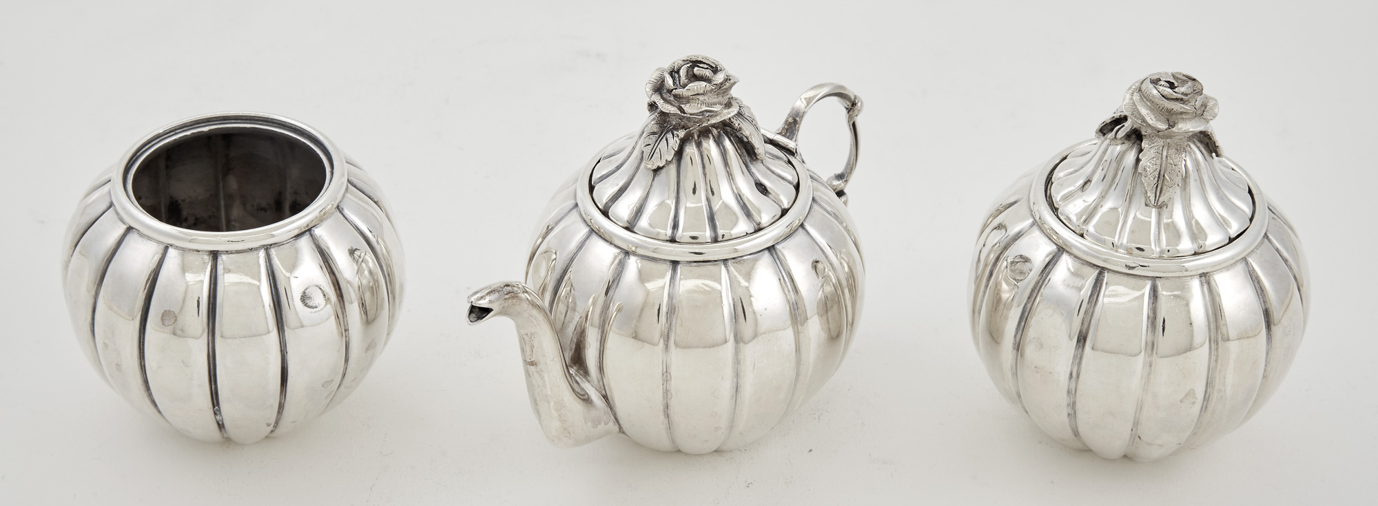 Lot image - French Silver Three-Piece Bachelors Tea Set