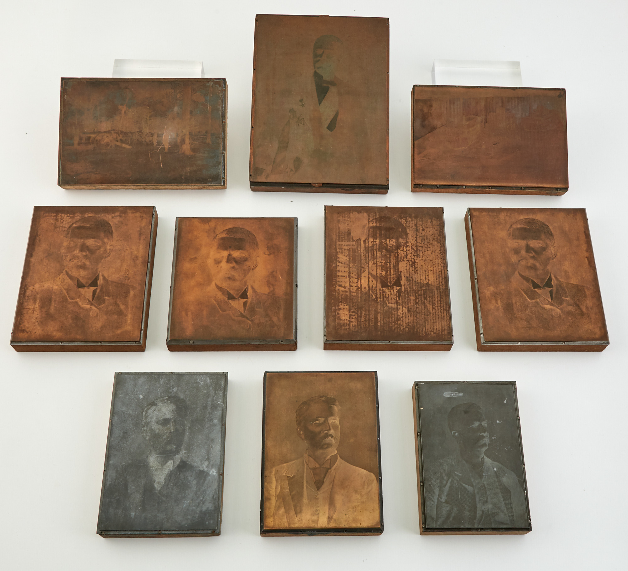 Lot image - STANLEY, HENRY MORTON  Group of ten engraved printing plates, eight with portraits of Stanley.