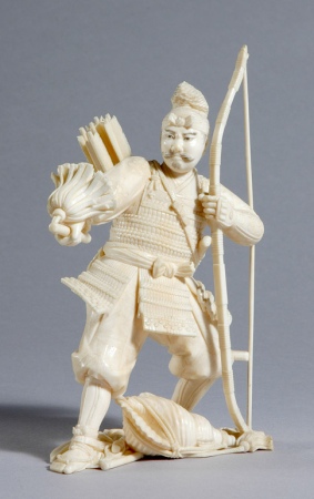 Lot image - Japanese Ivory Okimono of an Archer