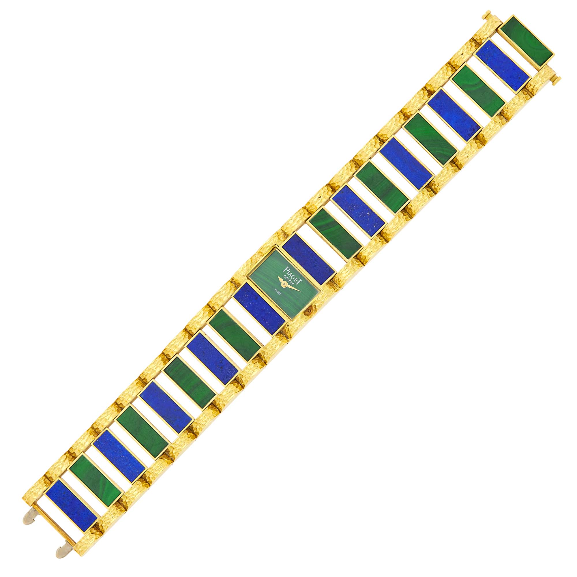 Lot image - Piaget Gold, Lapis and Malachite Wristwatch