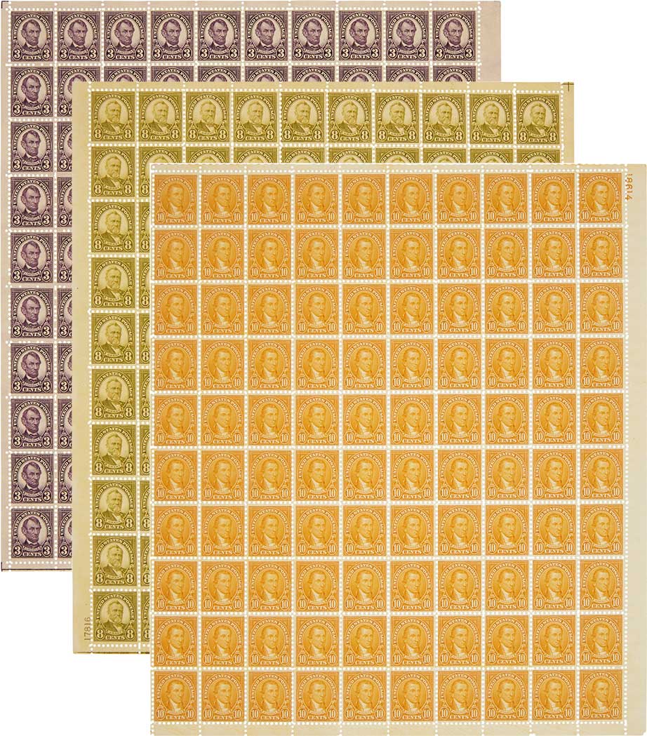 Lot image - United States 1923-25 Rotary Press Perforated 10 Issue in Full Sheets