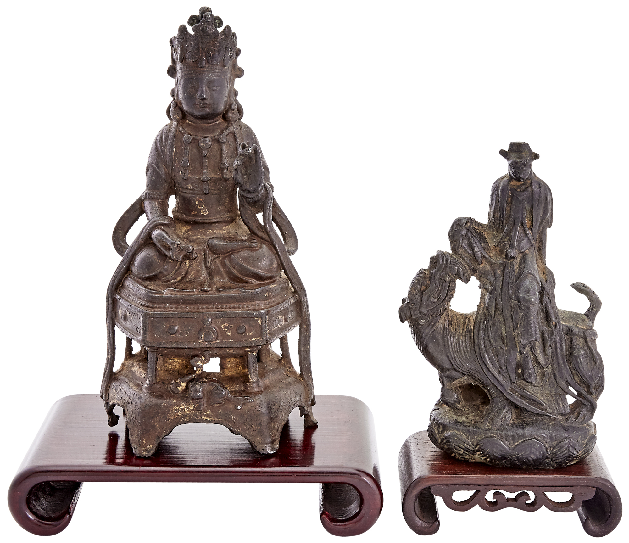 Lot image - Two Chinese Bronze Figures of Guanyin