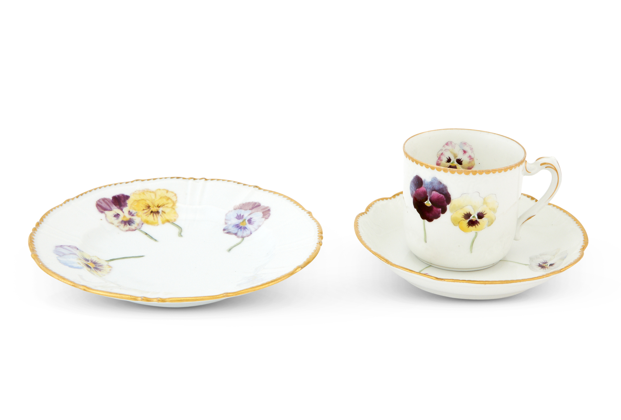 Lot image - Grand Duchess Olga Alexandrovna: Floral Decorated Teacup, Saucer and Side Plate from the Hvidøre Service