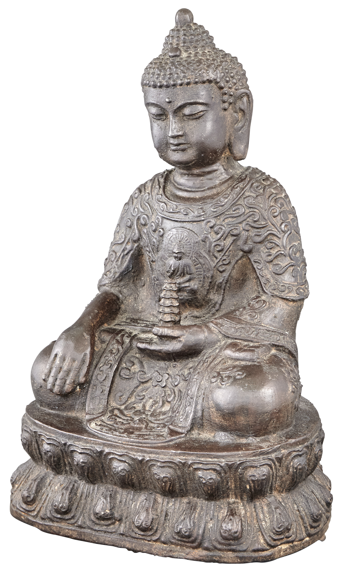 Lot image - A Large Chinese Cast Iron Figure of Buddha Shakyamuni