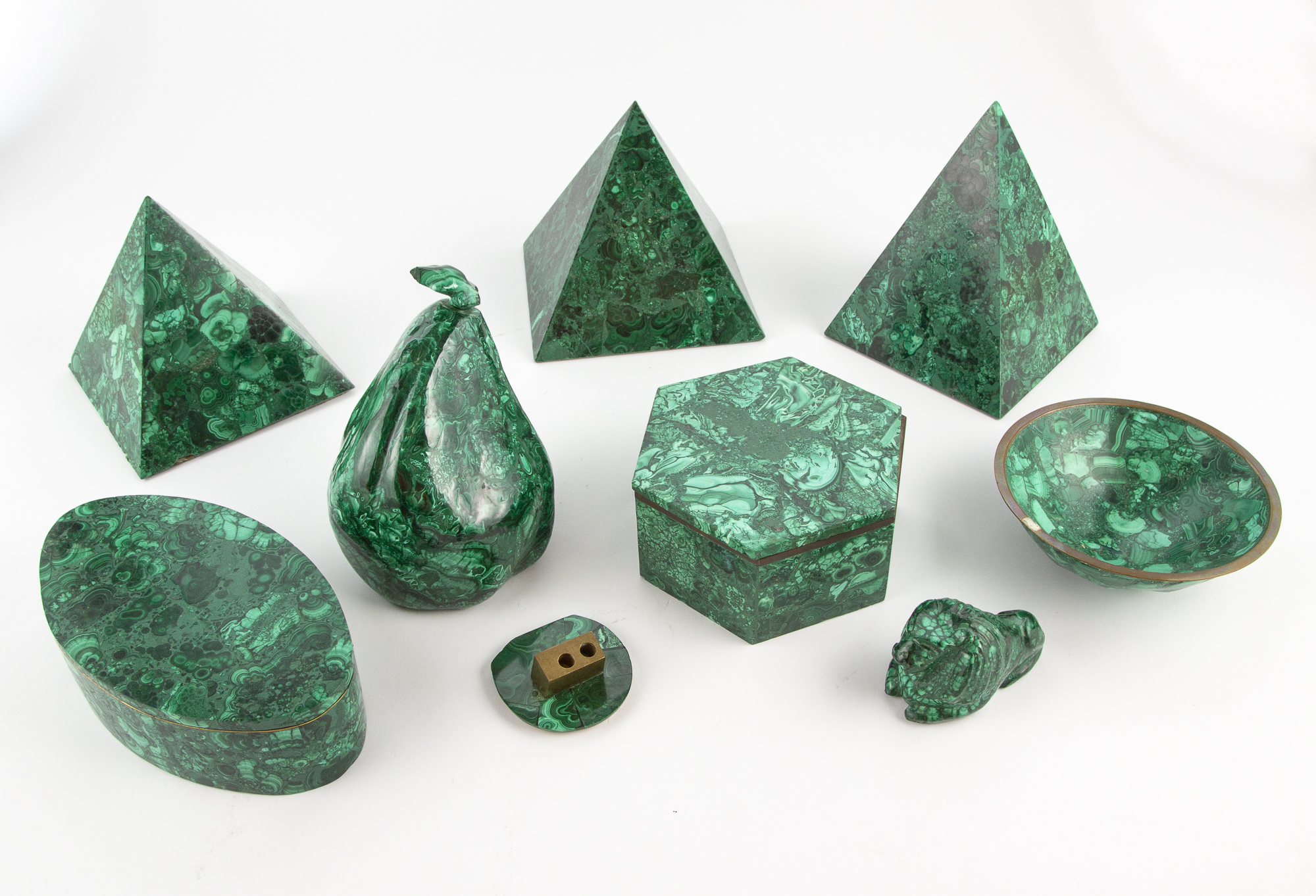 Lot image - Group of Malachite Table Articles