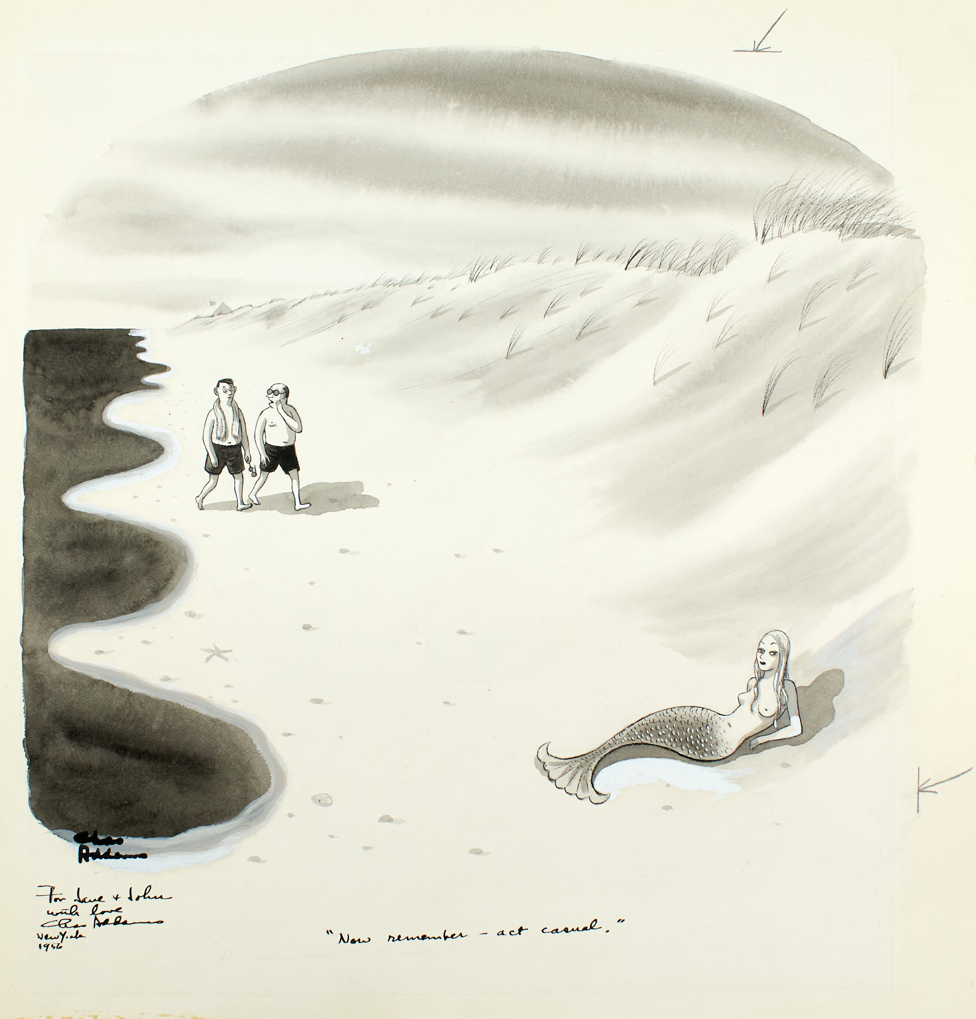 Lot image - ADDAMS, CHARLES  Original drawing Now Remember-act casual.