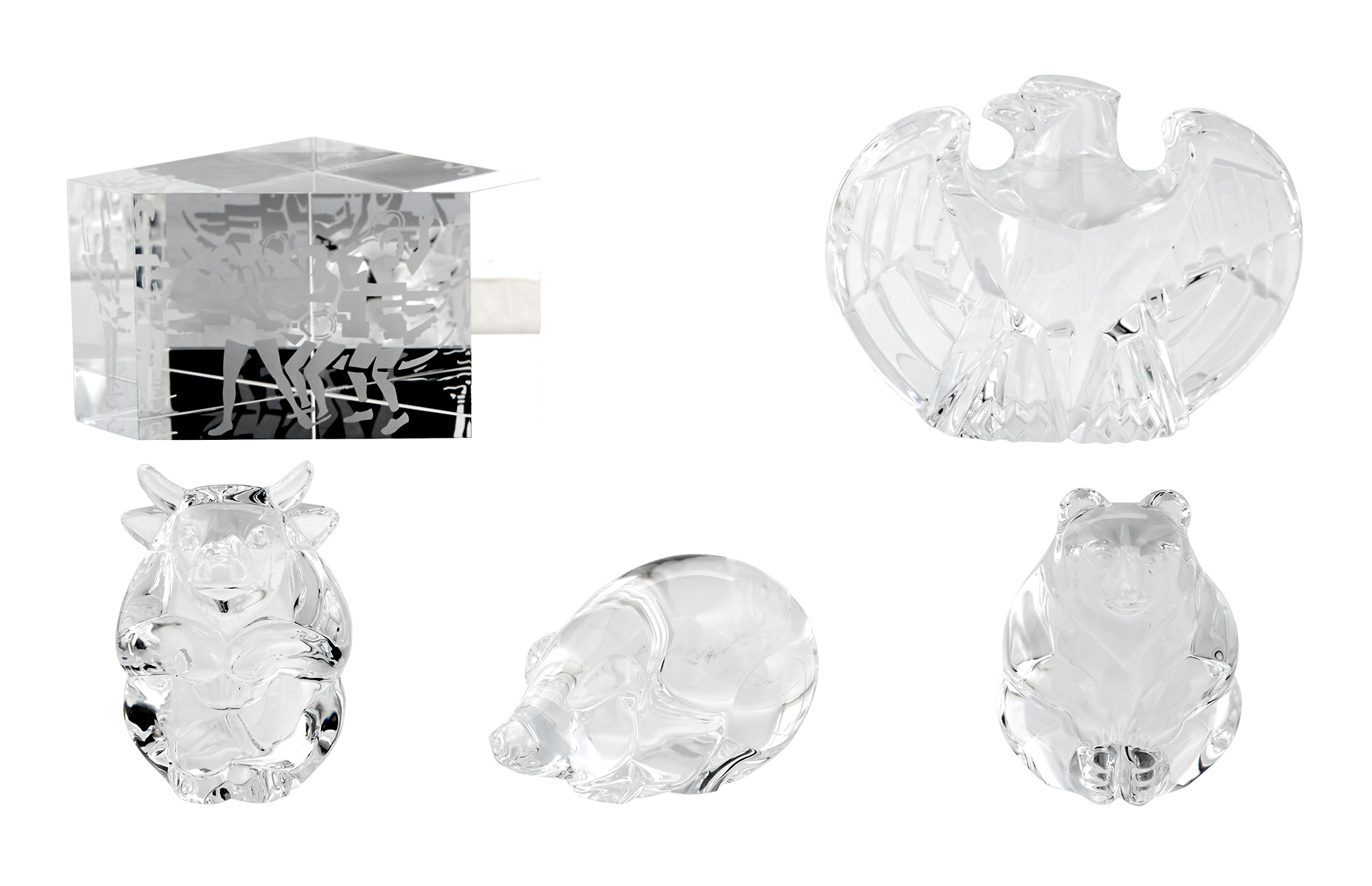 Lot image - Group of Five Steuben Colorless Glass Table Articles