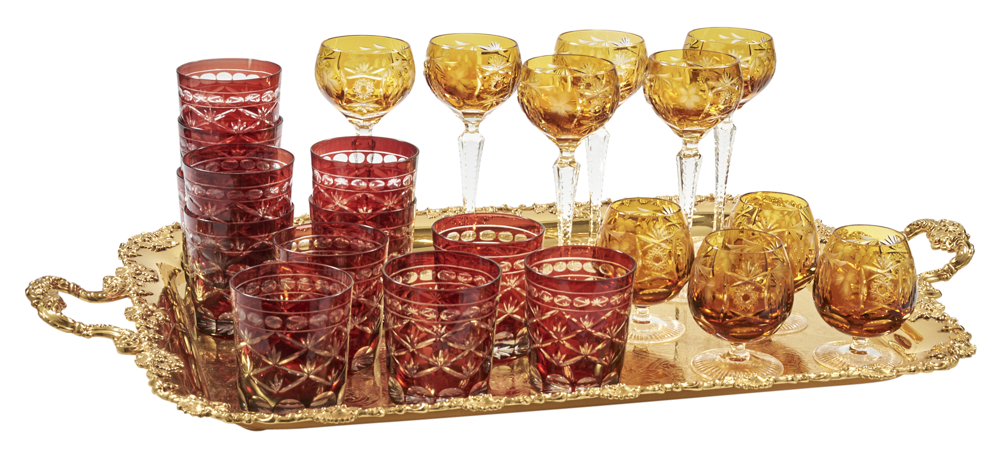 Lot image - Group of Red Cut to Clear Glass