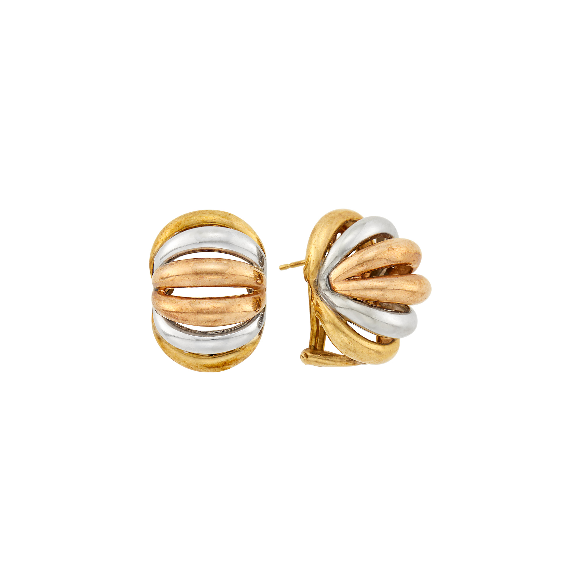 Lot image - Pair of Tricolor Gold Earrings