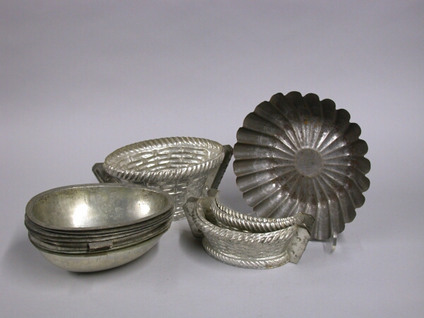 Lot image - Miscellaneous Group of Metal Candy Molds Together with a Milk Jug
