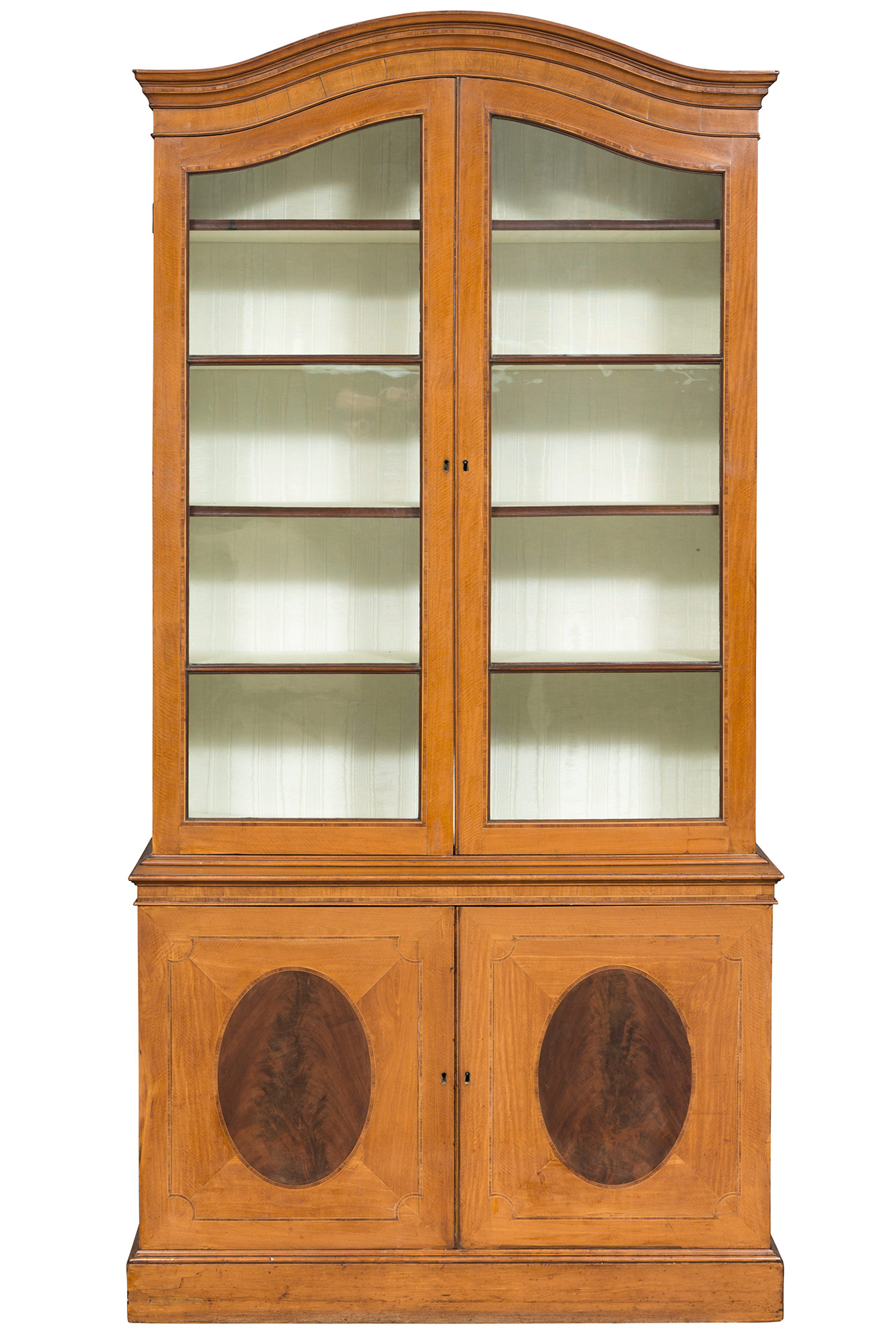 Lot image - George III Inlaid Satinwood and Mahogany Bookcase Cabinet