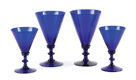 Lot image - Set of Blue Bristol Glass Stemware