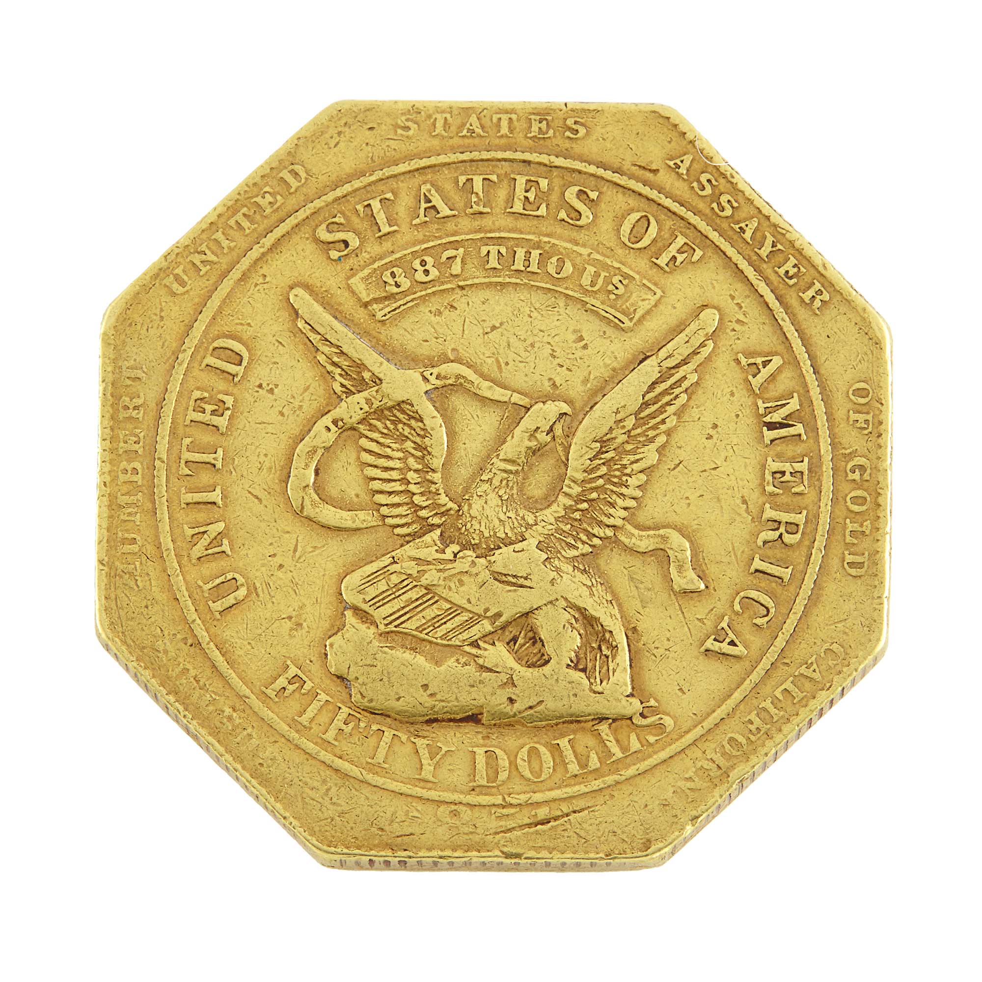 Lot image - United States Humbert 1851 Fifty Dolls 887 Thous