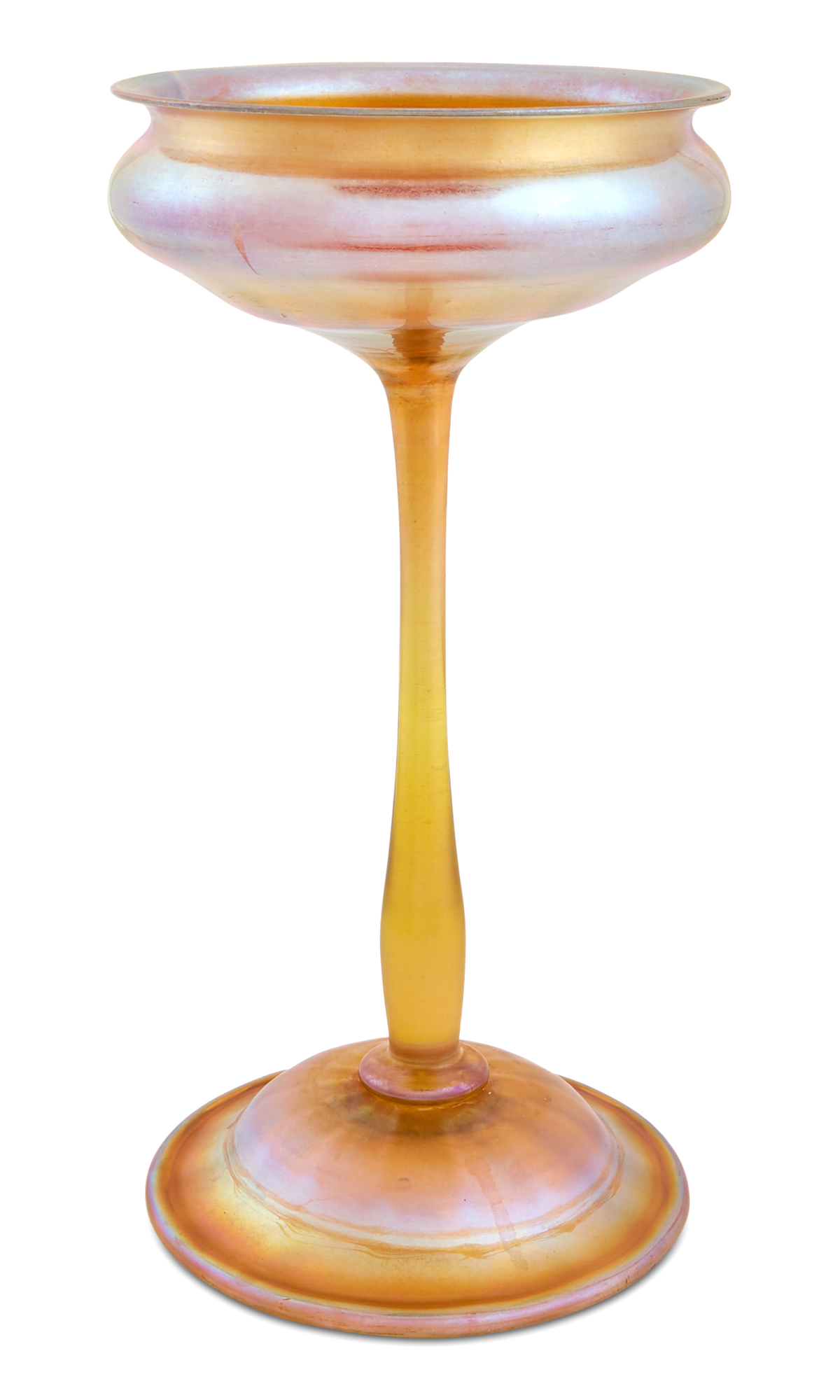 Lot image - Tiffany Gold Favrile Glass Flower-Form Tall Compote