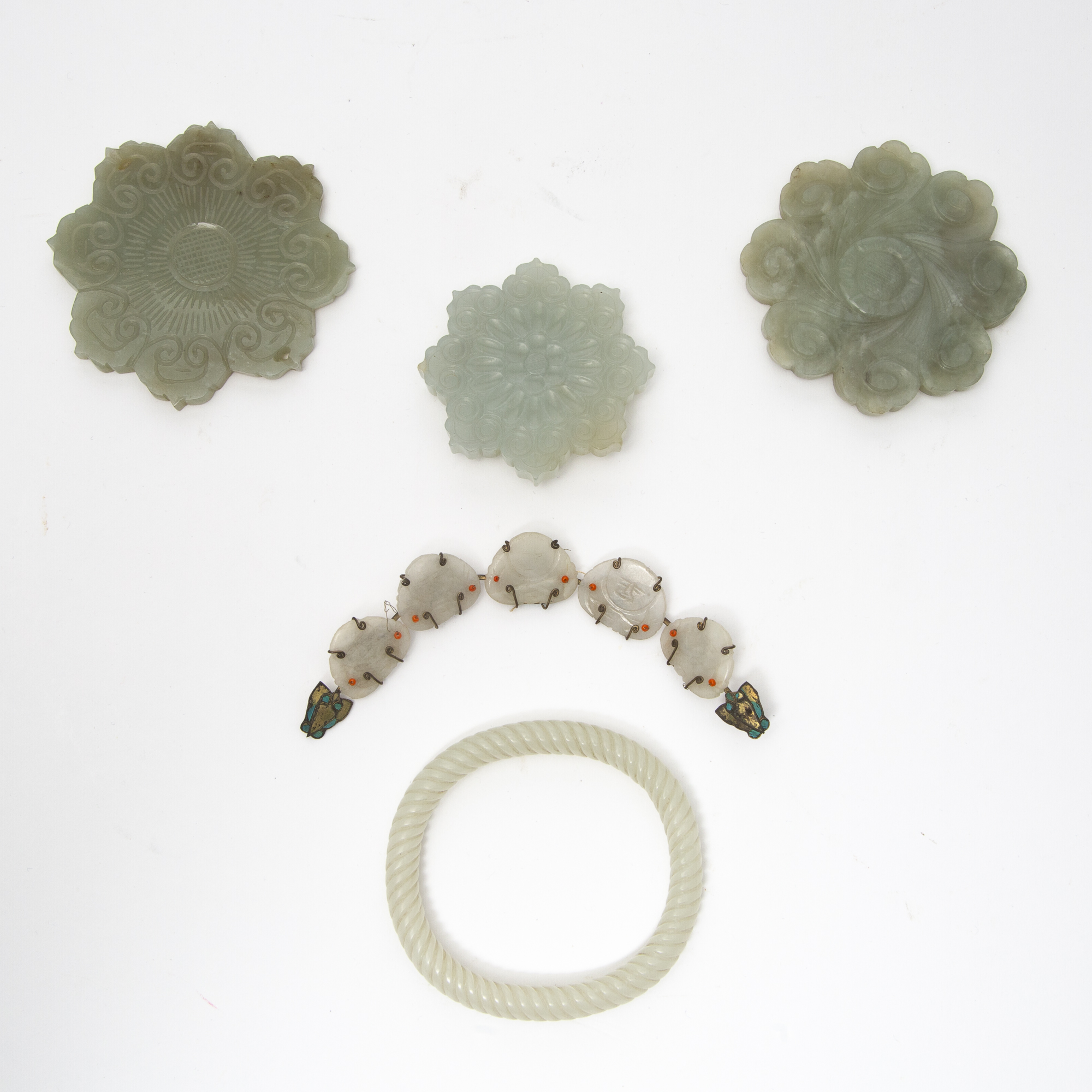 Lot image - Five Chinese Jade Articles