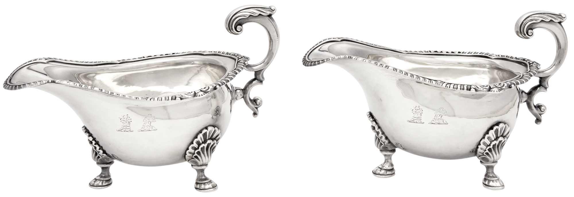 Lot image - Pair of George IV Sterling Silver Sauceboats