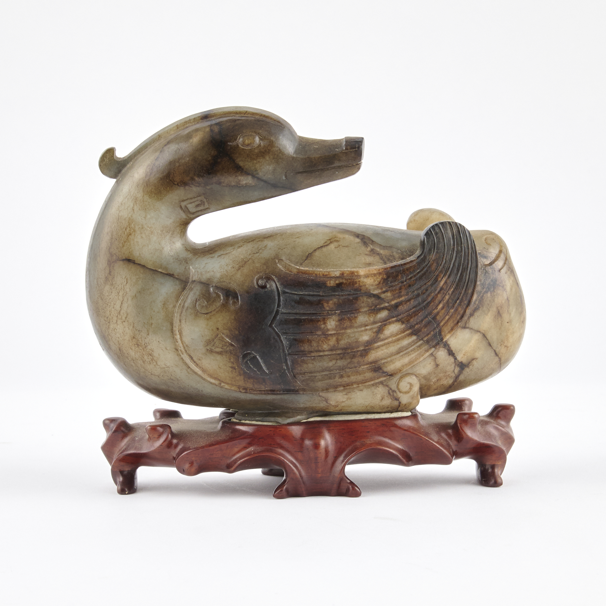 Lot image - A Chinese Archaistic Jade Duck