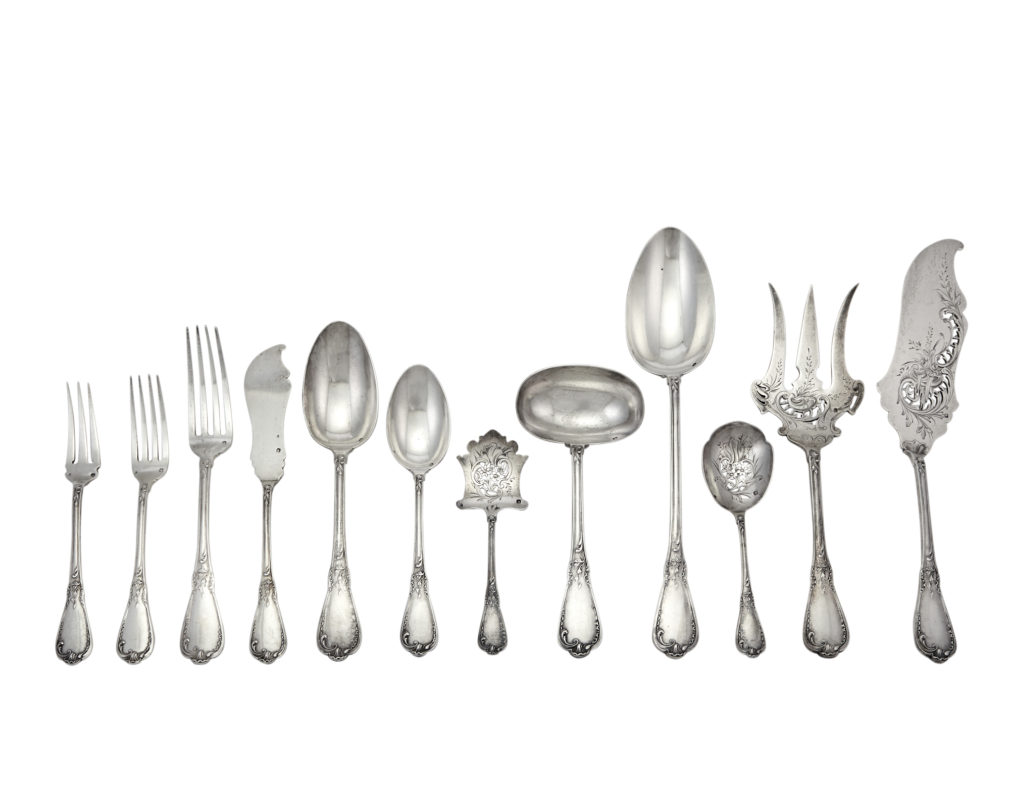 Lot image - French Sterling Silver Flatware Service
