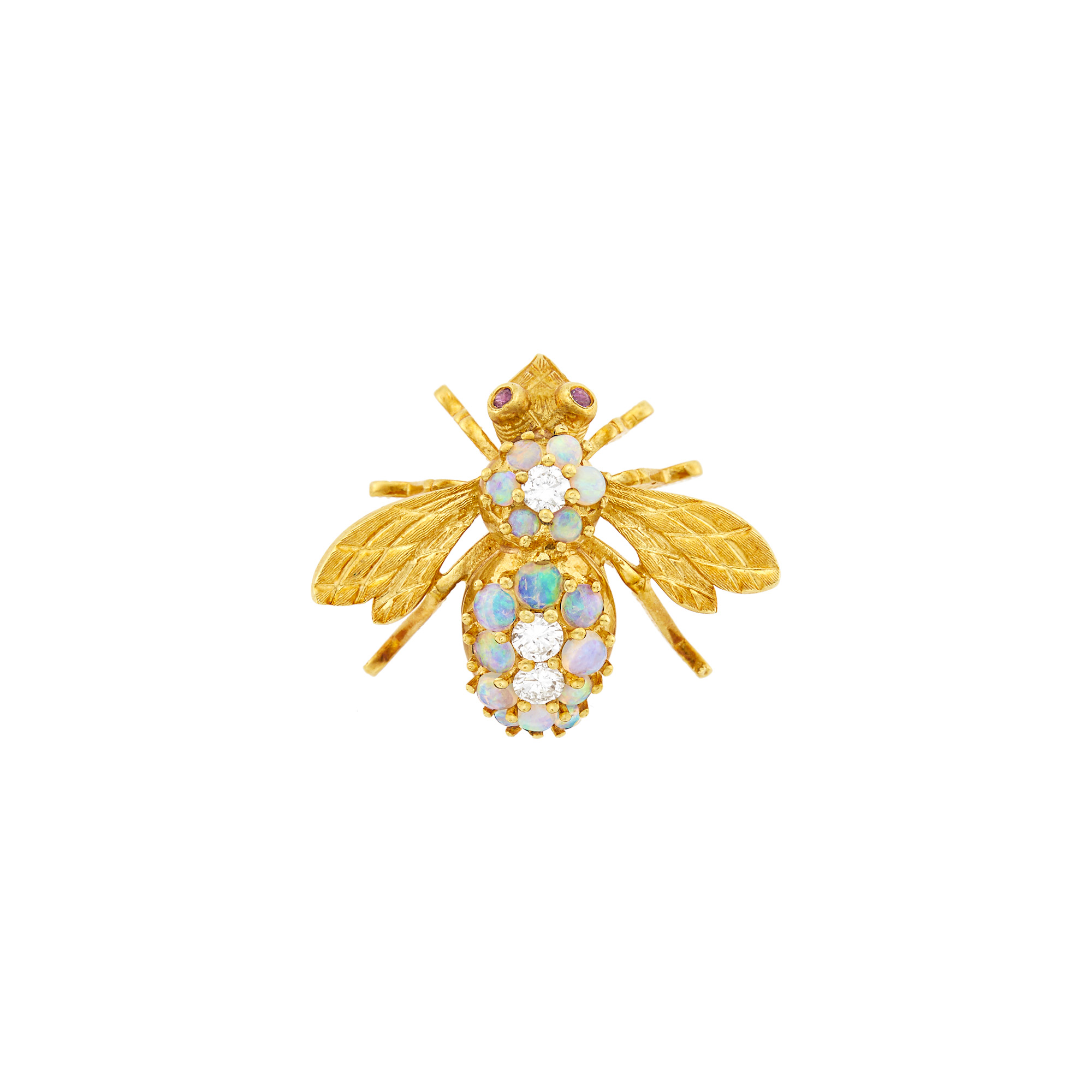 Lot image - Gold, Opal, Ruby and Diamond Bee Pin