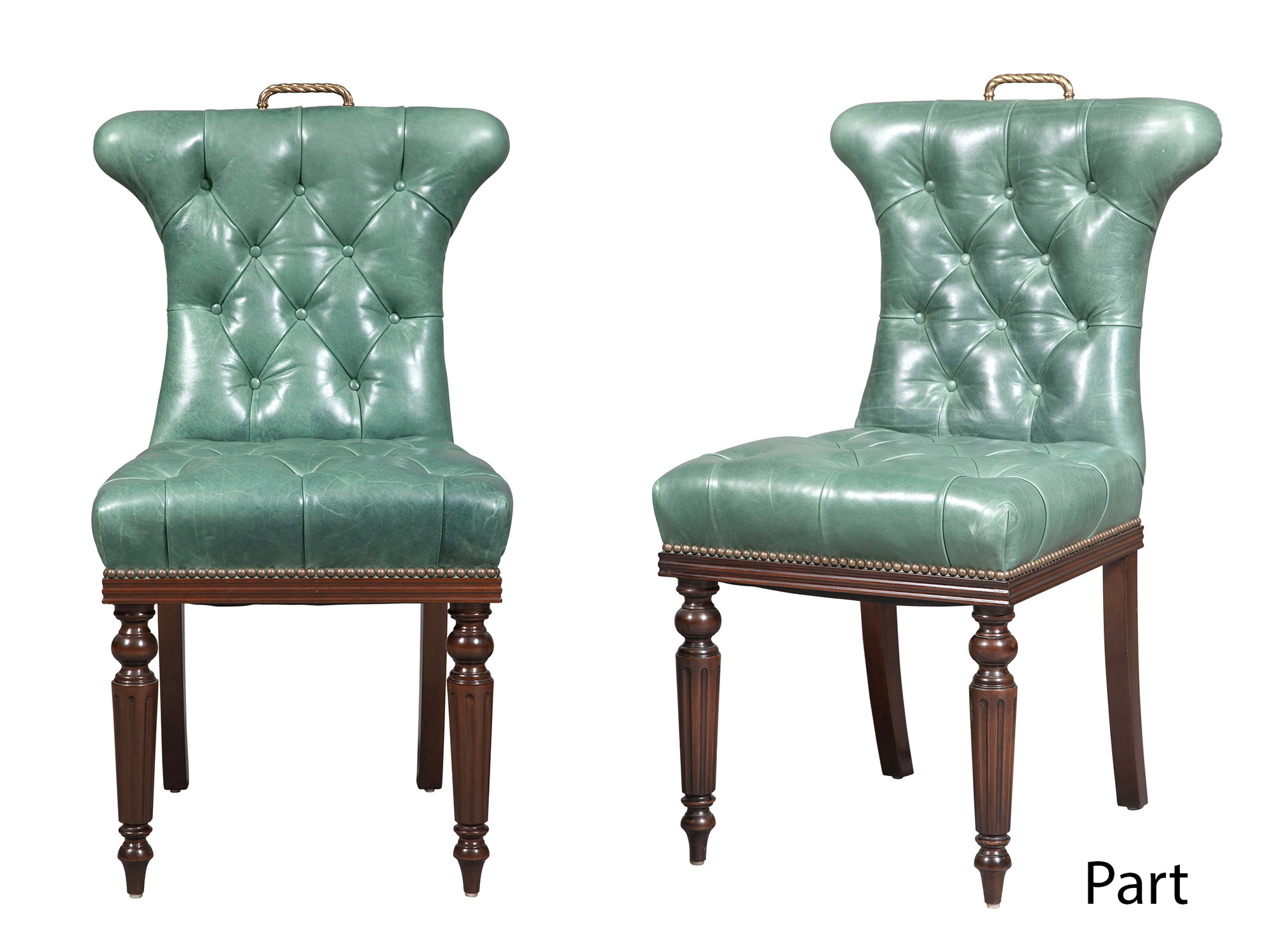 Lot image - Set of Eight William IV Style Leather Upholstered Mahogany Dining Chairs