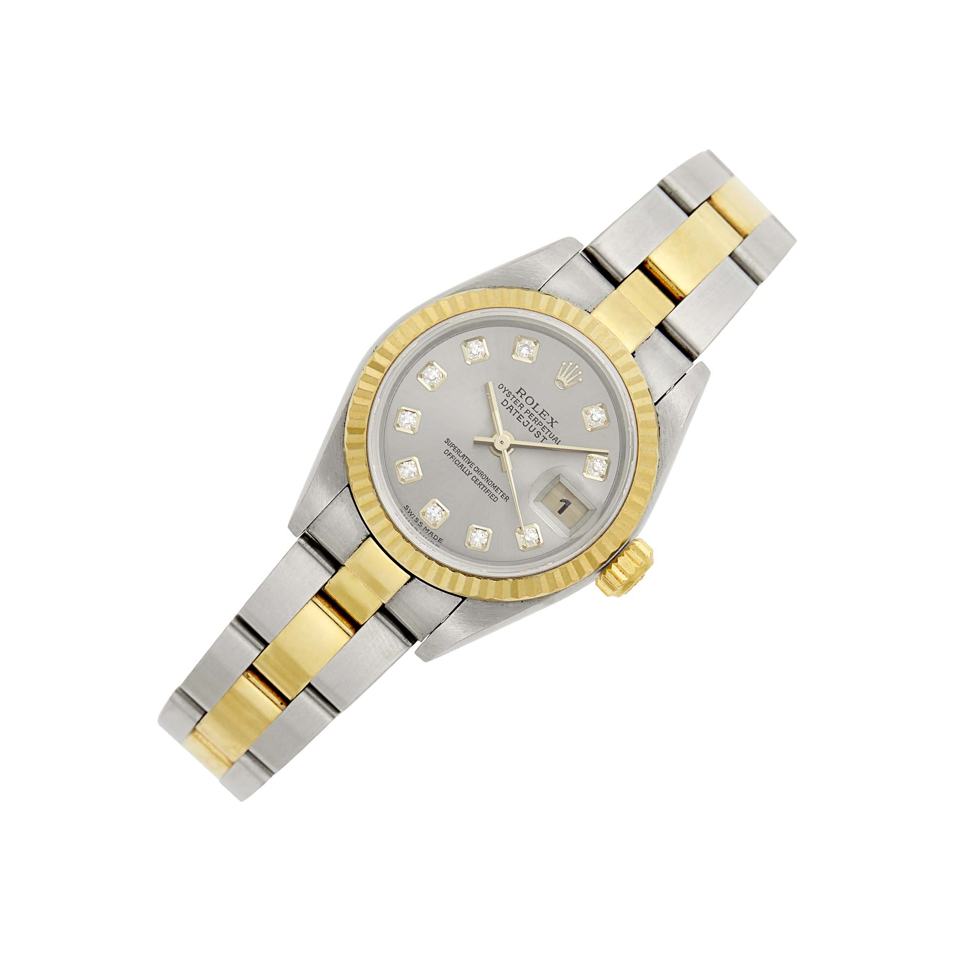 Lot image - Rolex Stainless Steel, Gold and Diamond Datejust Wristwatch, Ref. 79173