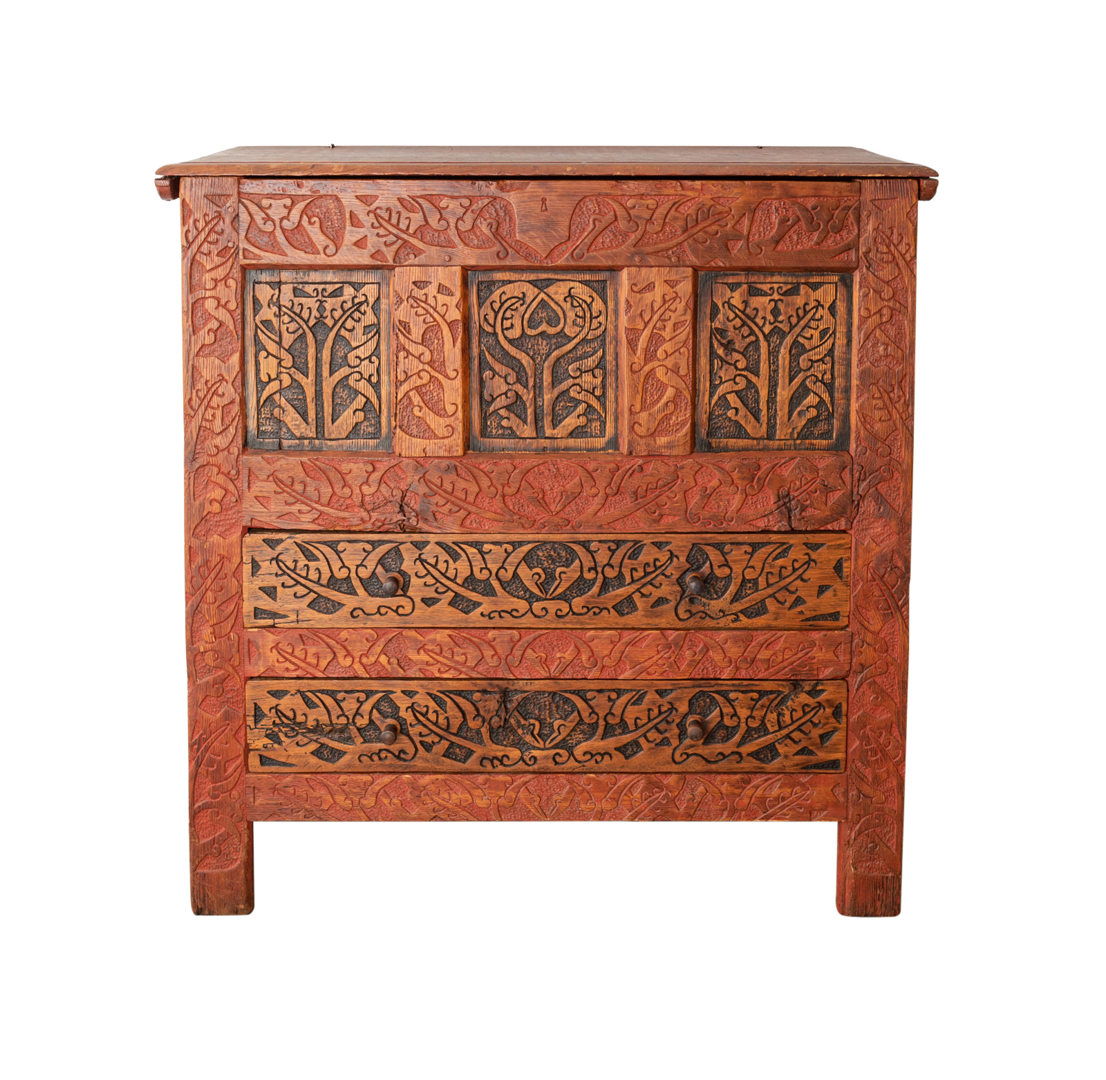 Lot image - Oak and Pine Joined Chest Over Two Drawers