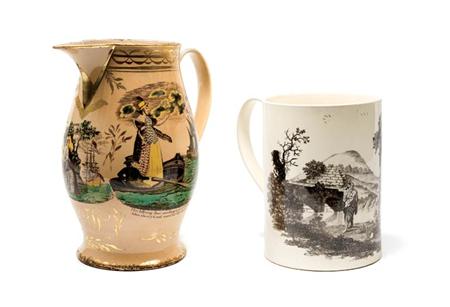 Lot image - English Transfer Decorated Creamware Jug