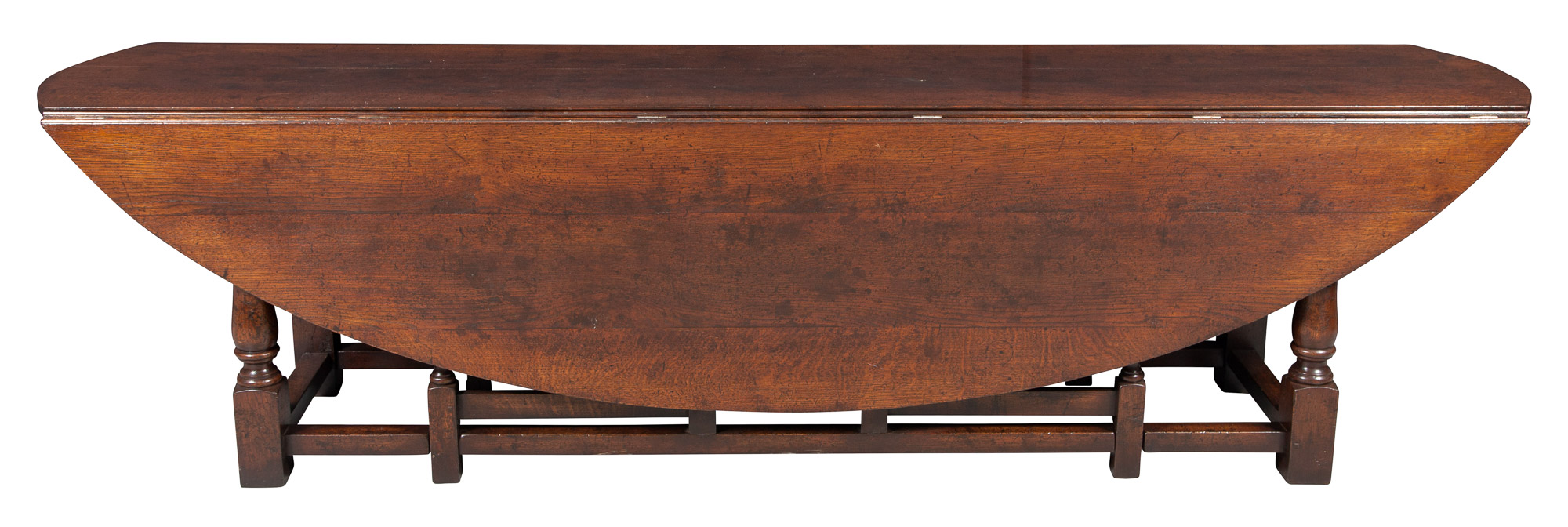 Lot image - Oak Drop-Leaf Gate Leg Long Table