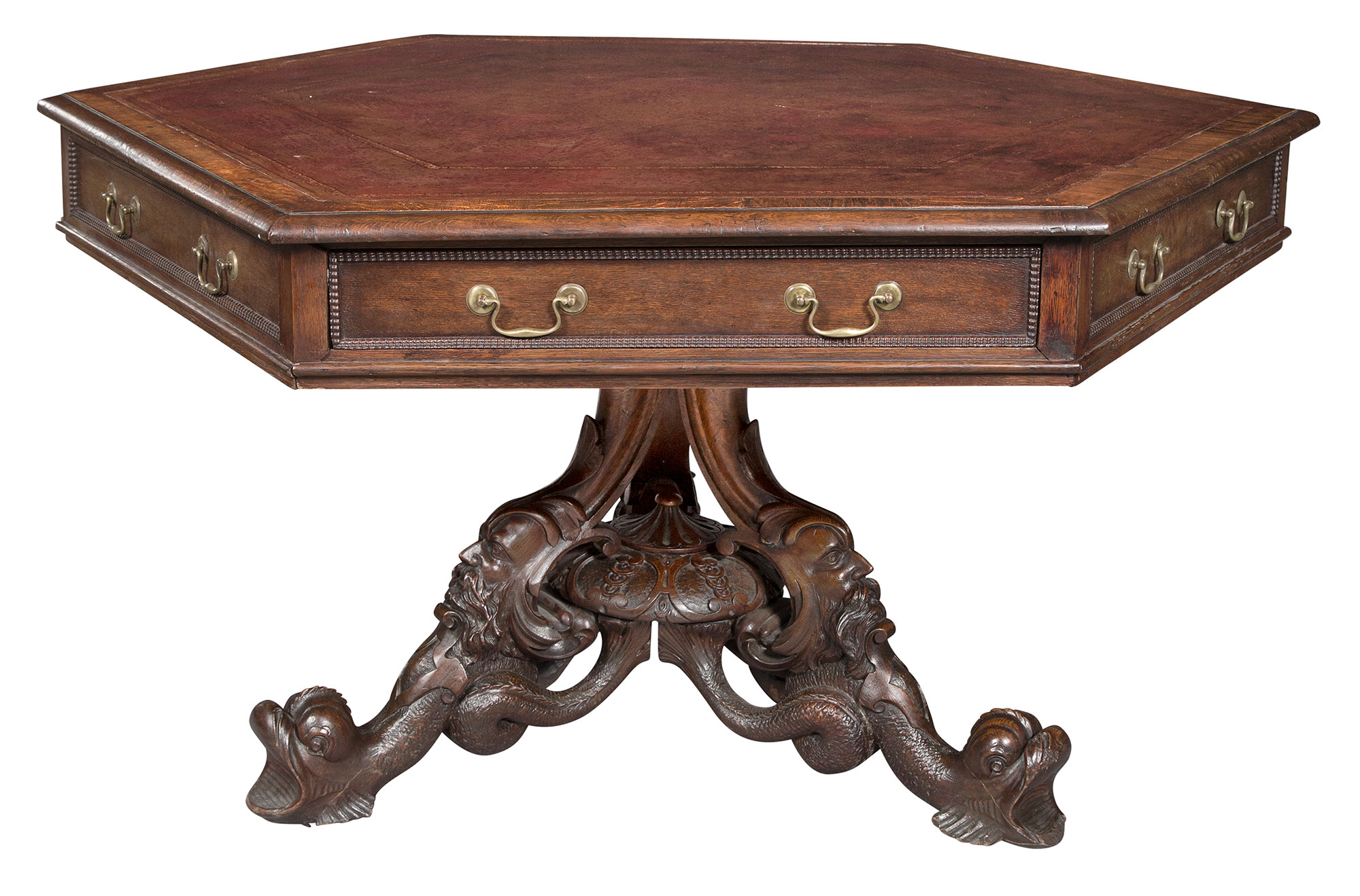 Lot image - Victorian Oak Library Table by T. H. Filmer