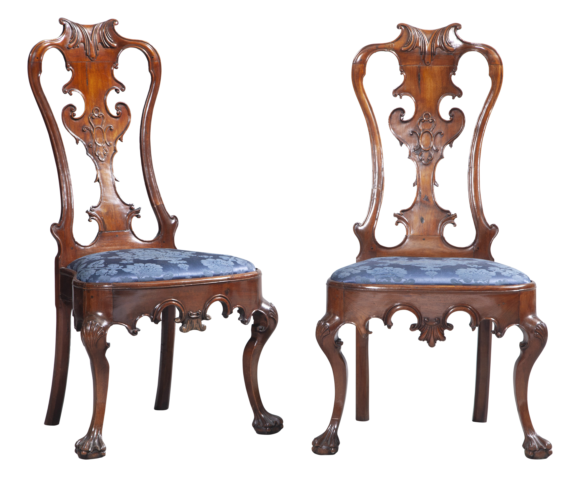 Lot image - Pair of Portuguese Rococo Hardwood Side Chairs