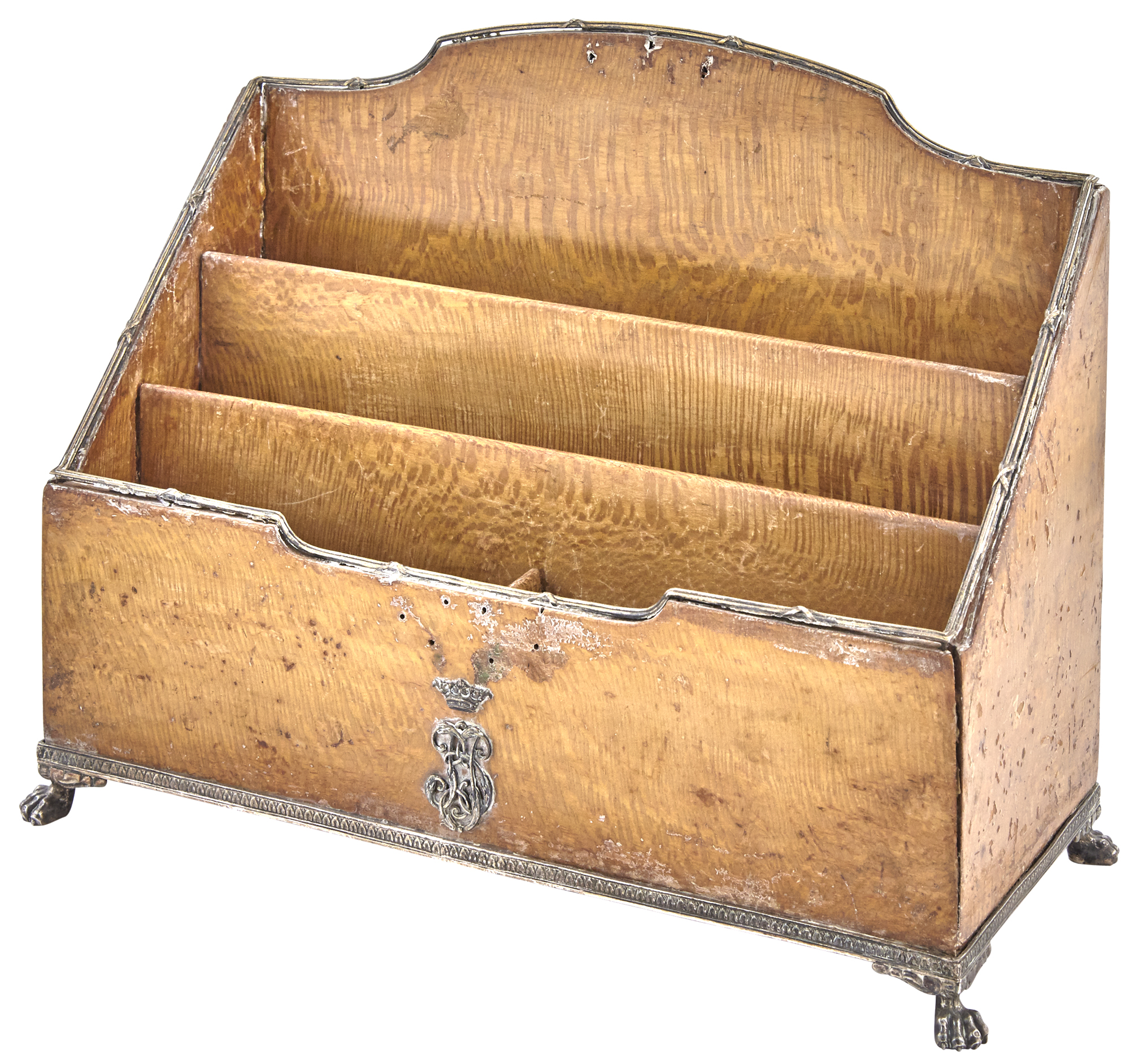 Lot image - Russian Silver-Mounted Wood Letter Rack