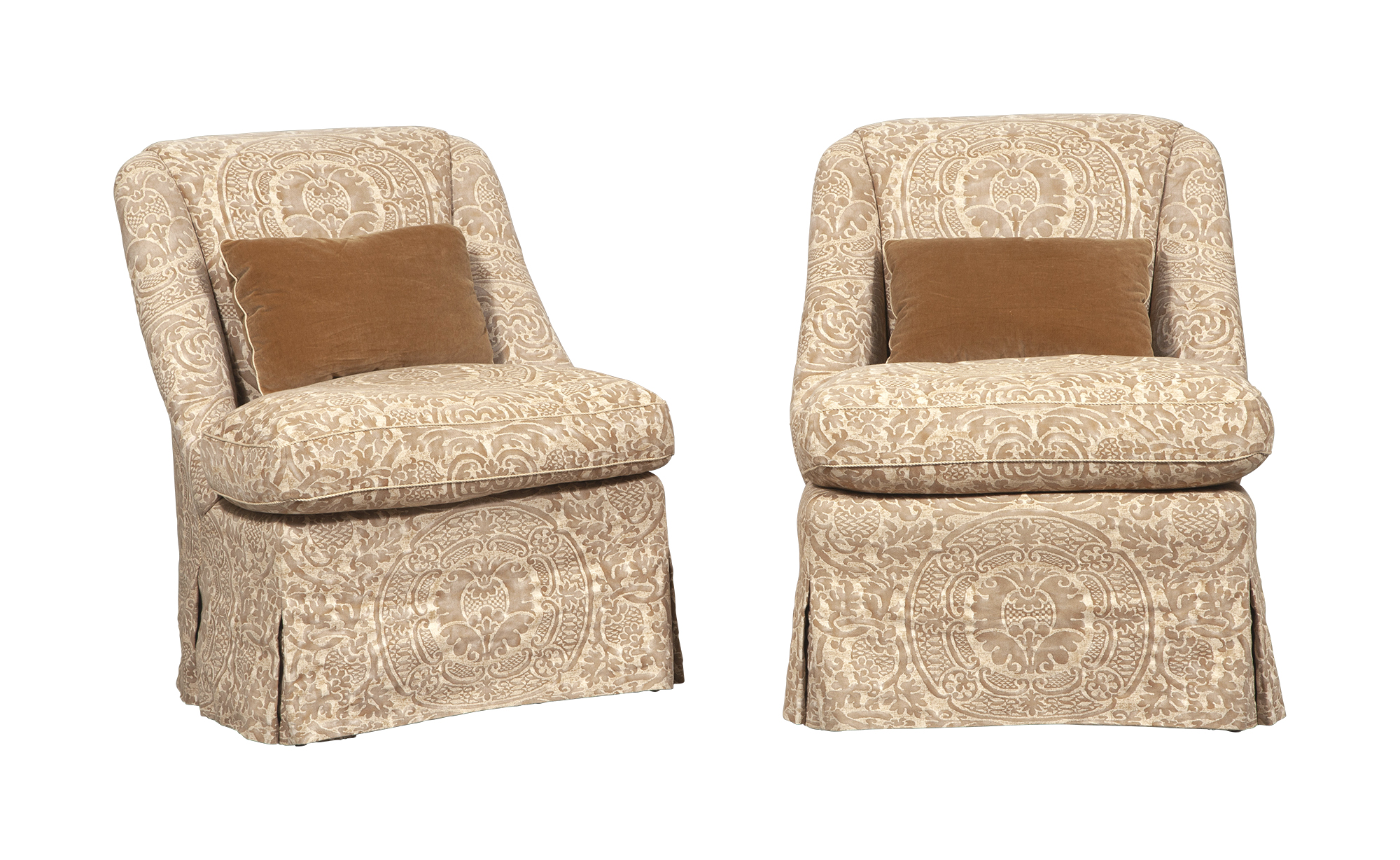 Lot image - Pair of Fortuny Upholstered Slipper Chairs