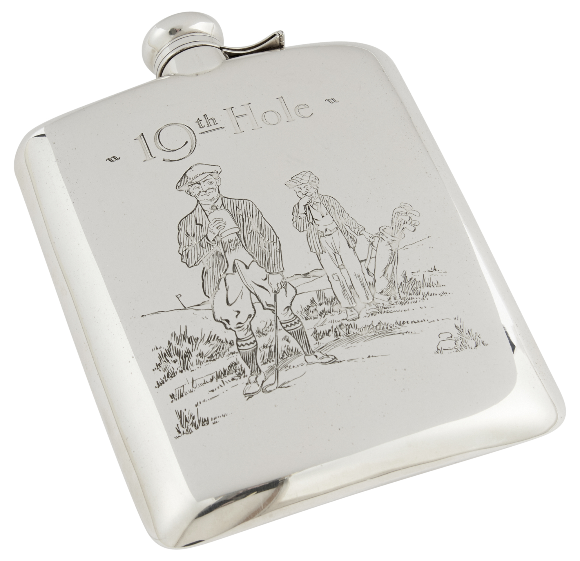 Lot image - American Novelty Sterling Silver Golf Theme Flask