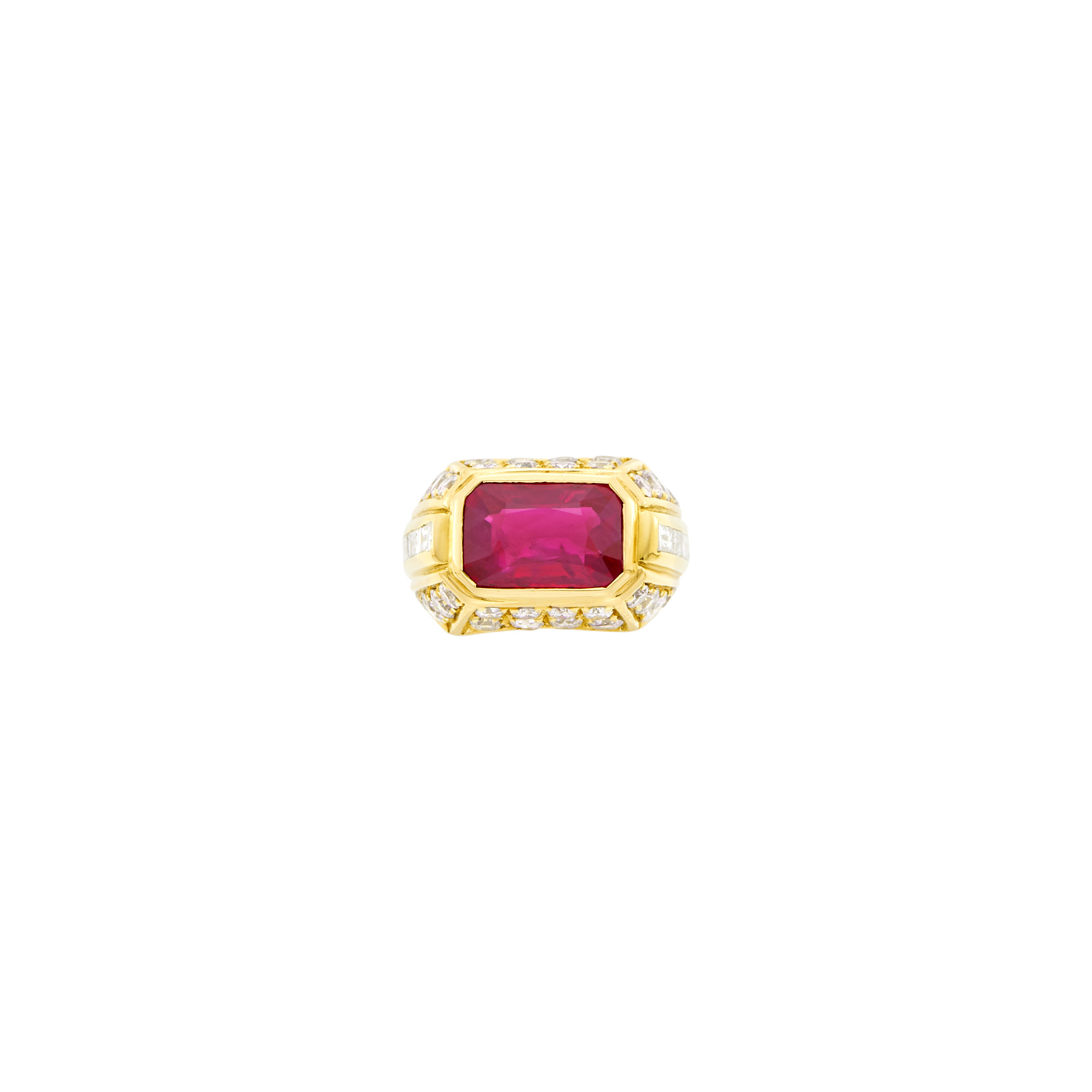 Lot image - Bulgari Gold, Ruby, Colored Diamond and Diamond Ring