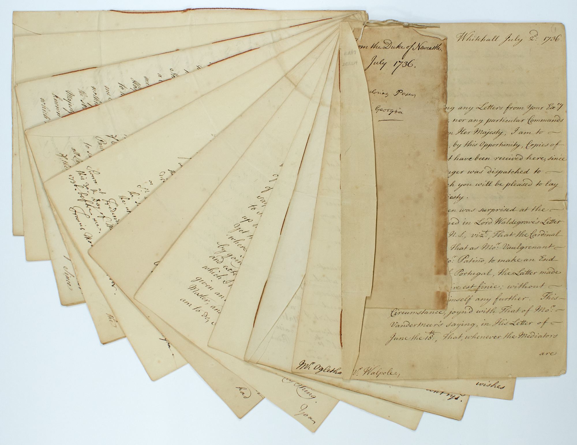 Lot image - [GEORGIA]  Collection of 14 letters and documents.