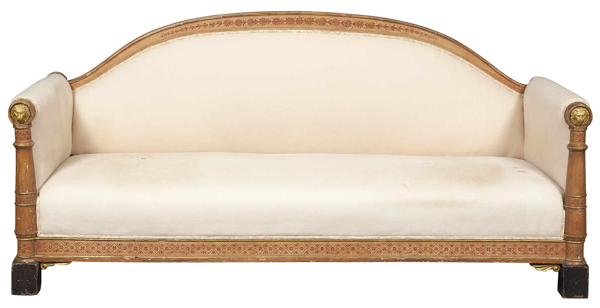 Lot image - Biedermeier Painted and Parcel-Gilt Settee