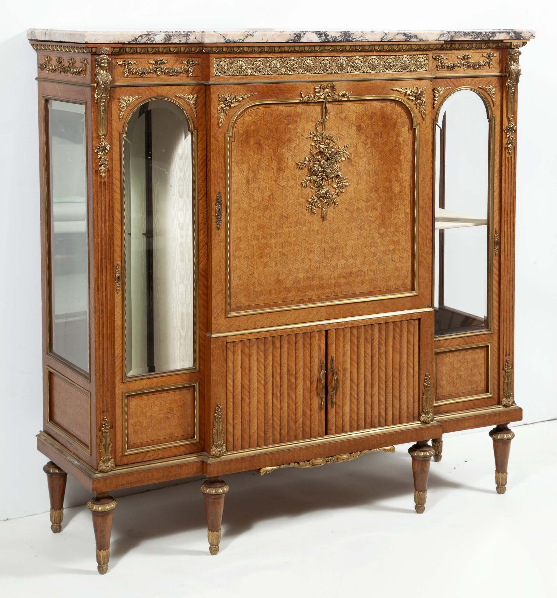 Lot image - Louis XVI Style Gilt-Bronze Mounted Kingwood Marquetry Vitrine by François Linke