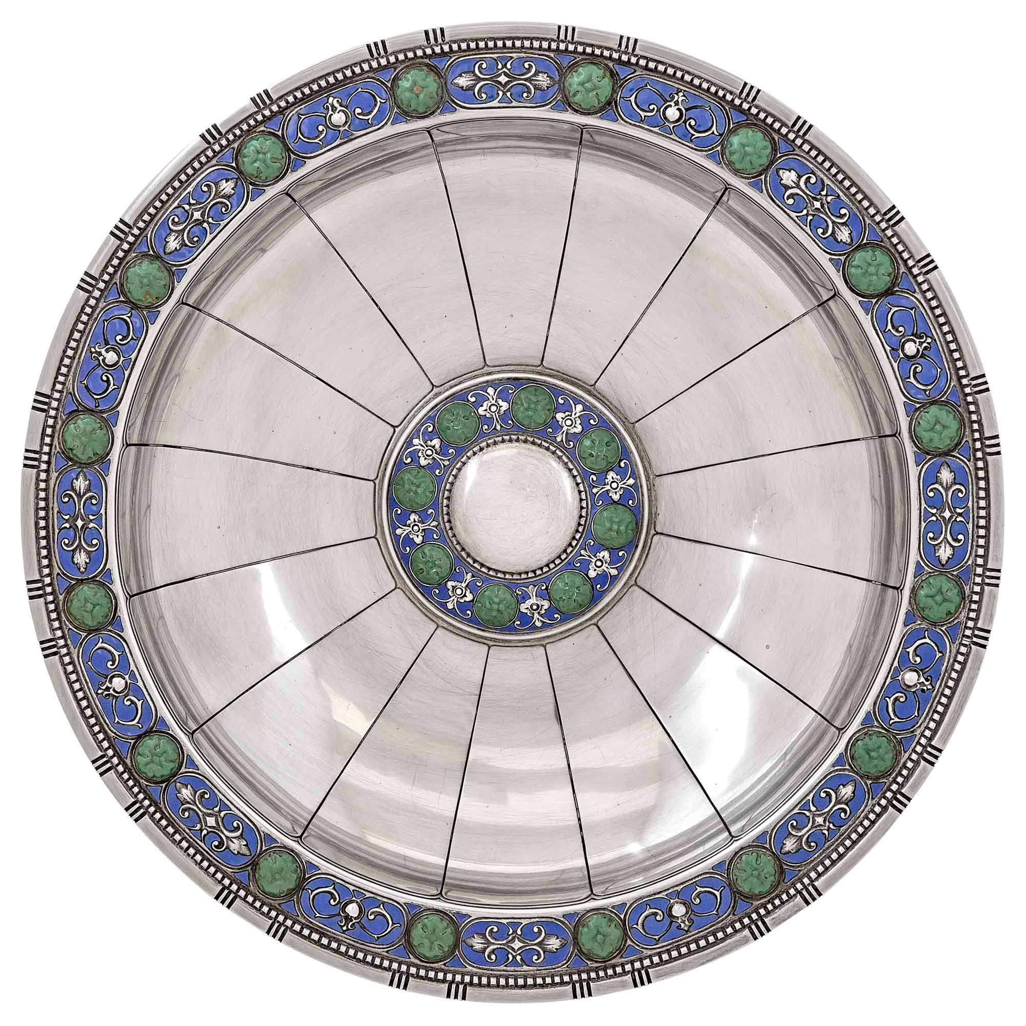 Lot image - Tiffany & Co. Sterling Silver and Enamel Footed Bowl