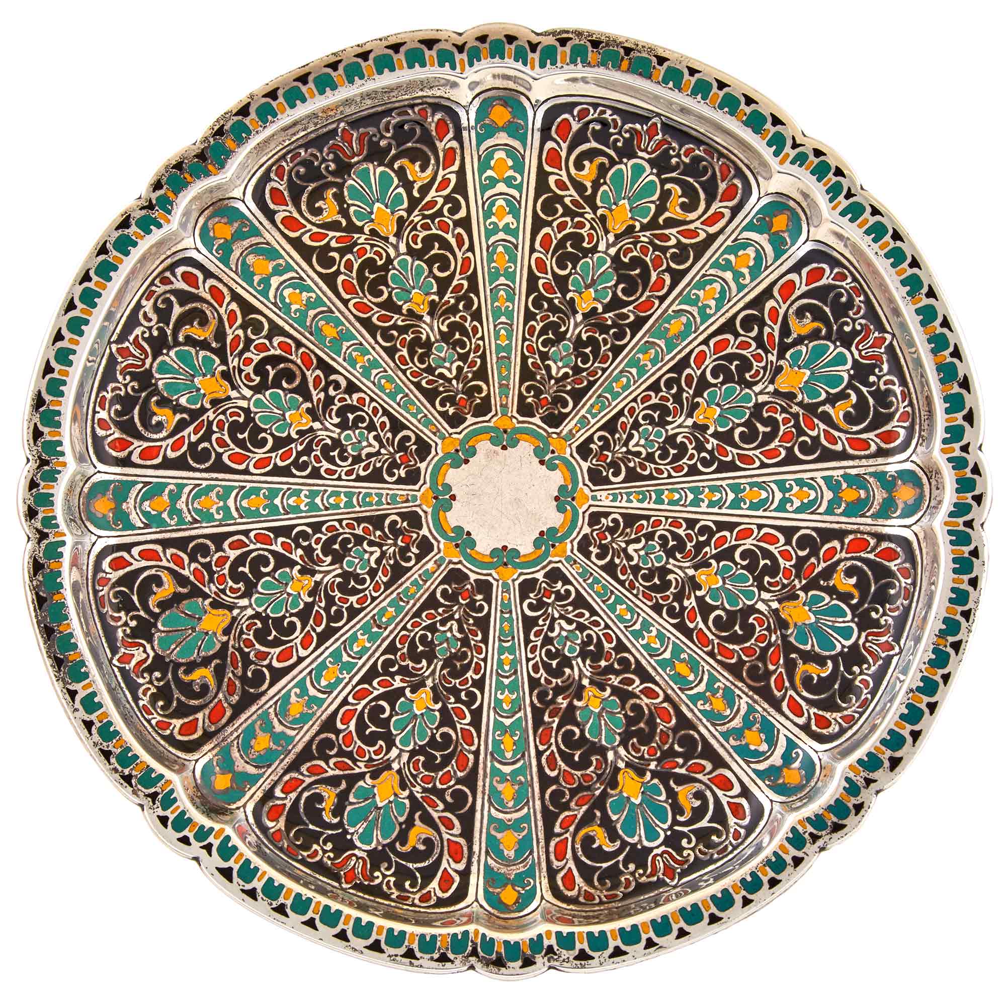 Lot image - Tiffany & Co. Sterling Silver and Enamel Waiter