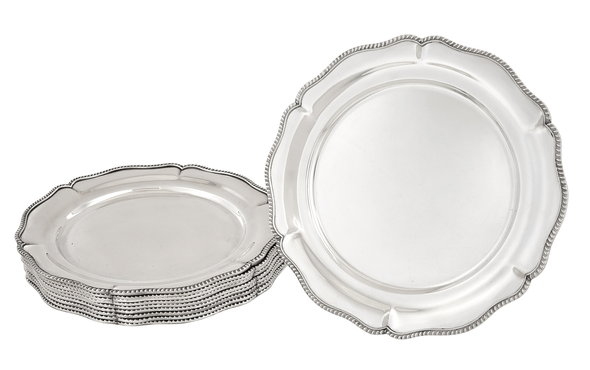 Lot image - Set of Ten Egyptian Silver Dinner Plates